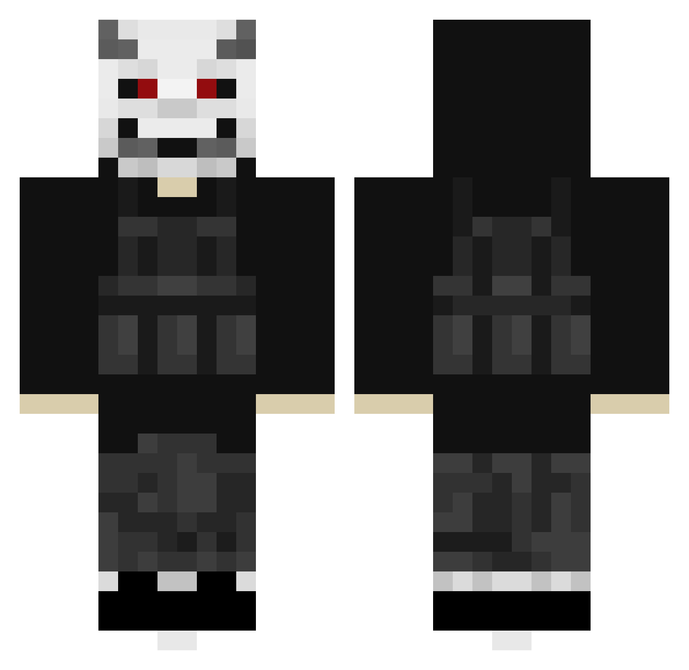 dungon Minecraft skin, front and back view