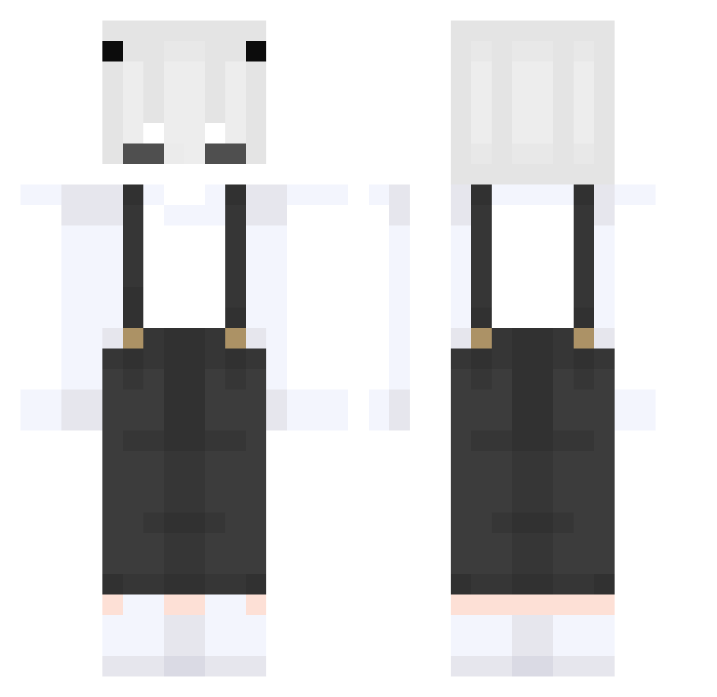 XpuiNN Minecraft skin, front and back view
