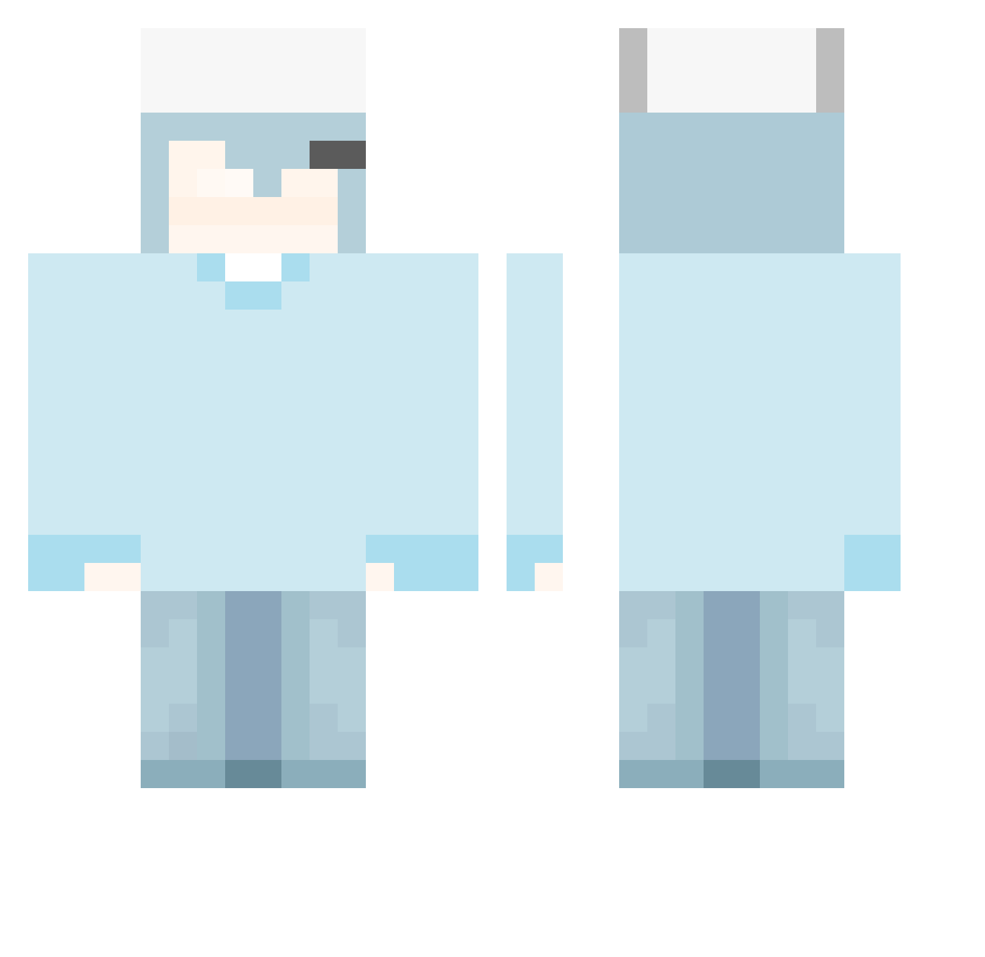 Yaskong Minecraft skin, front and back view