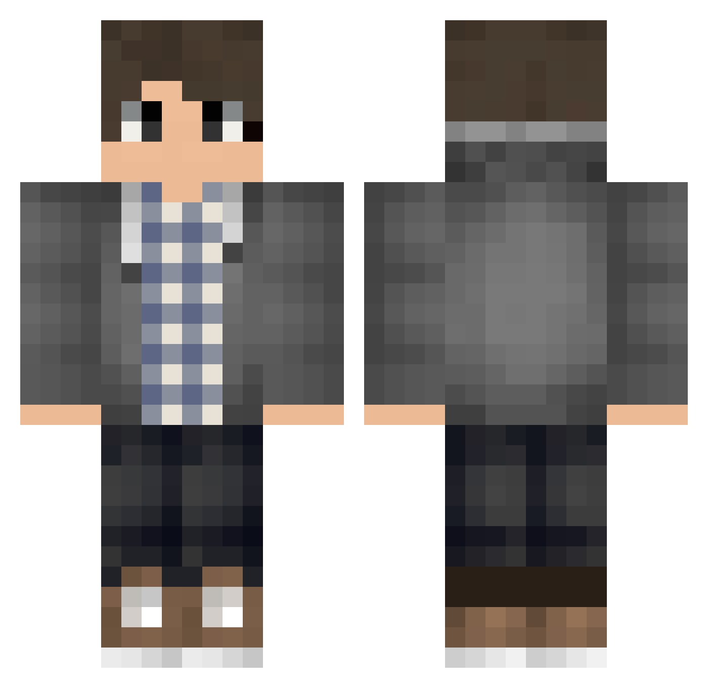 Unfeeling Minecraft skin, front and back view