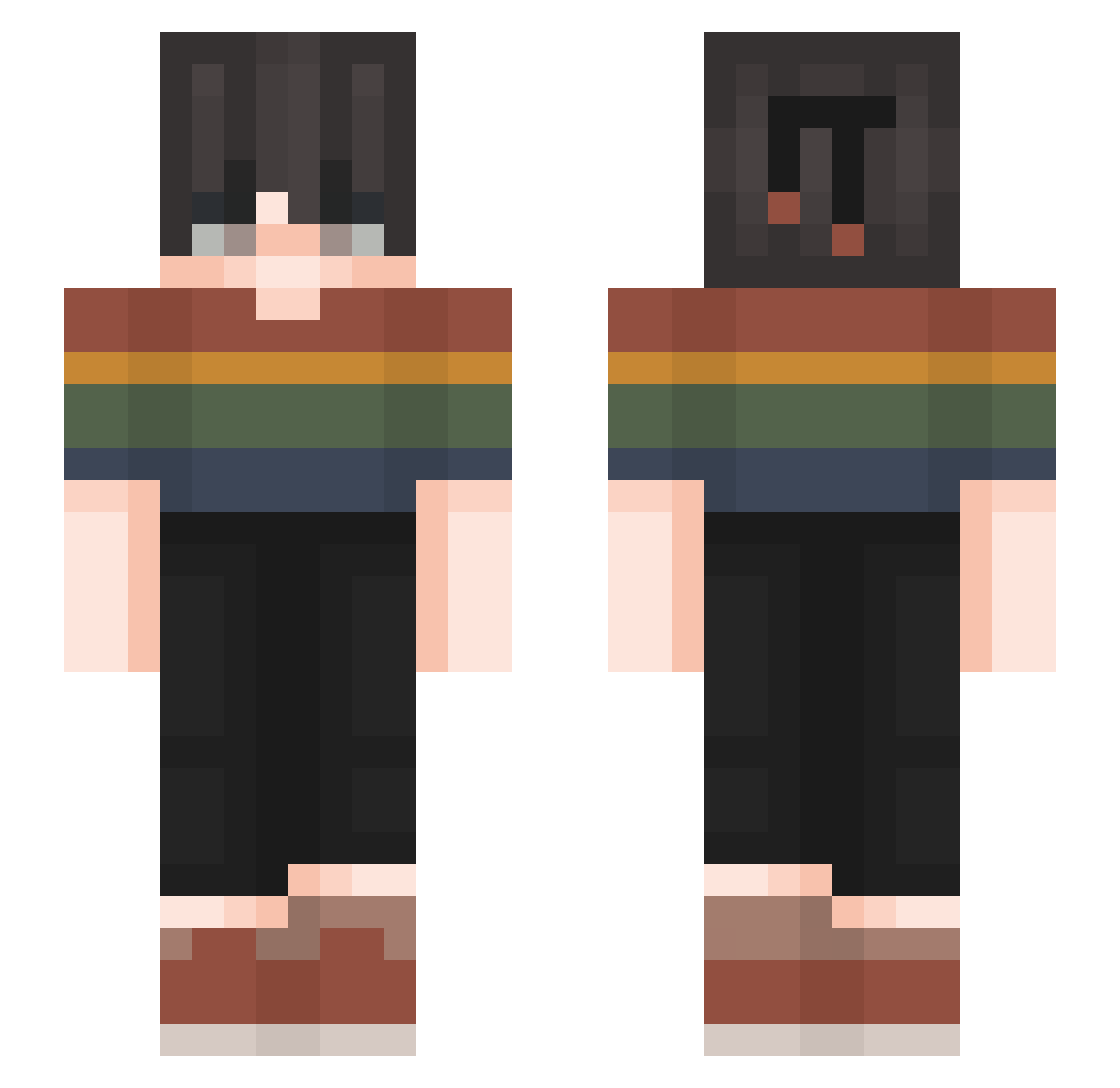 TheWitchyOne Minecraft skin, front and back view