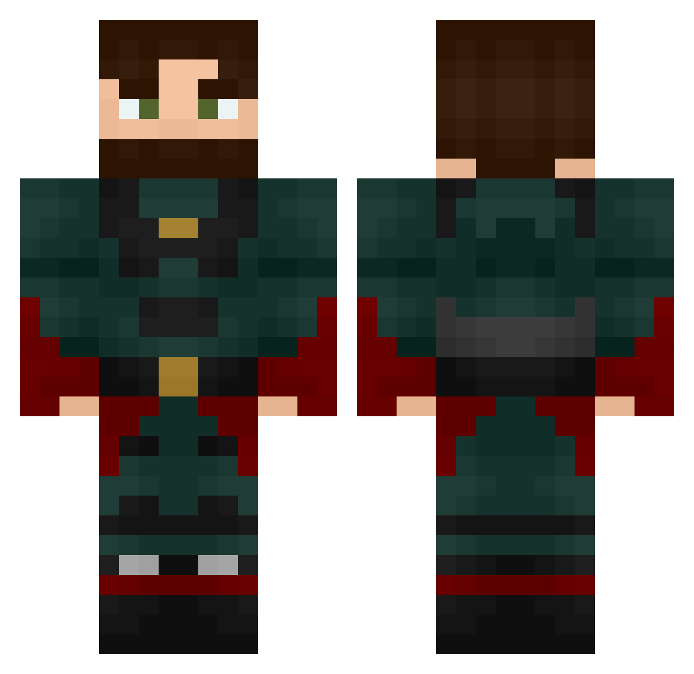 CrimReaperYT Minecraft skin, front and back view