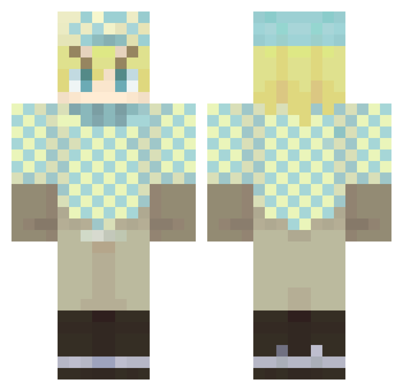 arequie Minecraft skin, front and back view