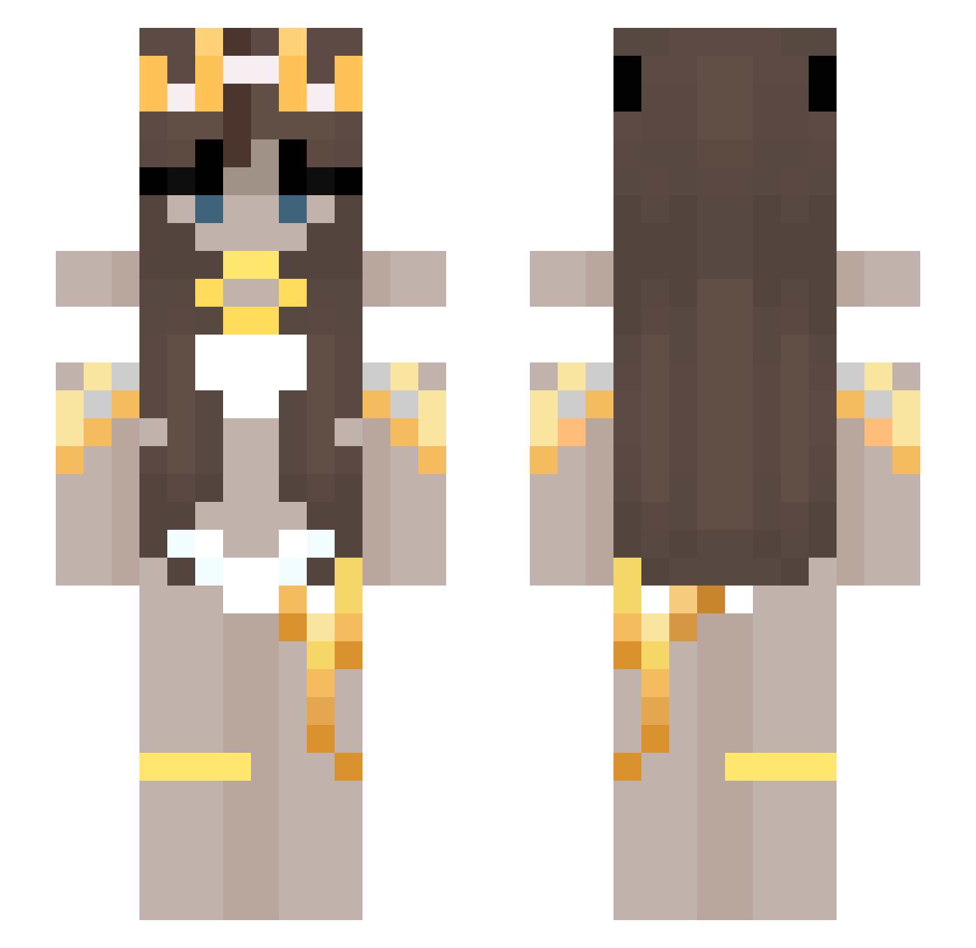 NotRainbow Minecraft skin, front and back view