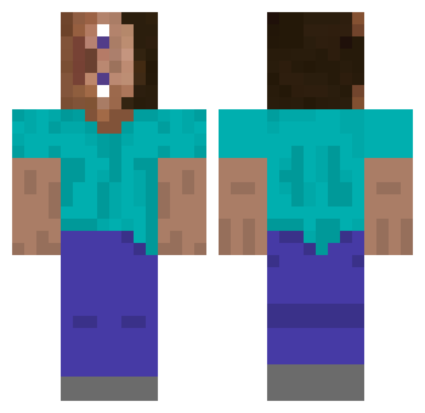 Zycroh Minecraft skin, front and back view