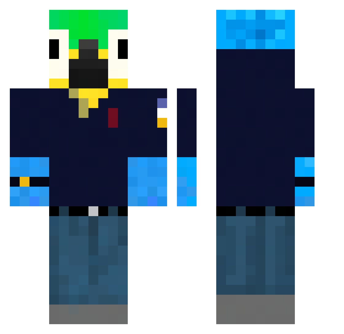 kosttela Minecraft skin, front and back view