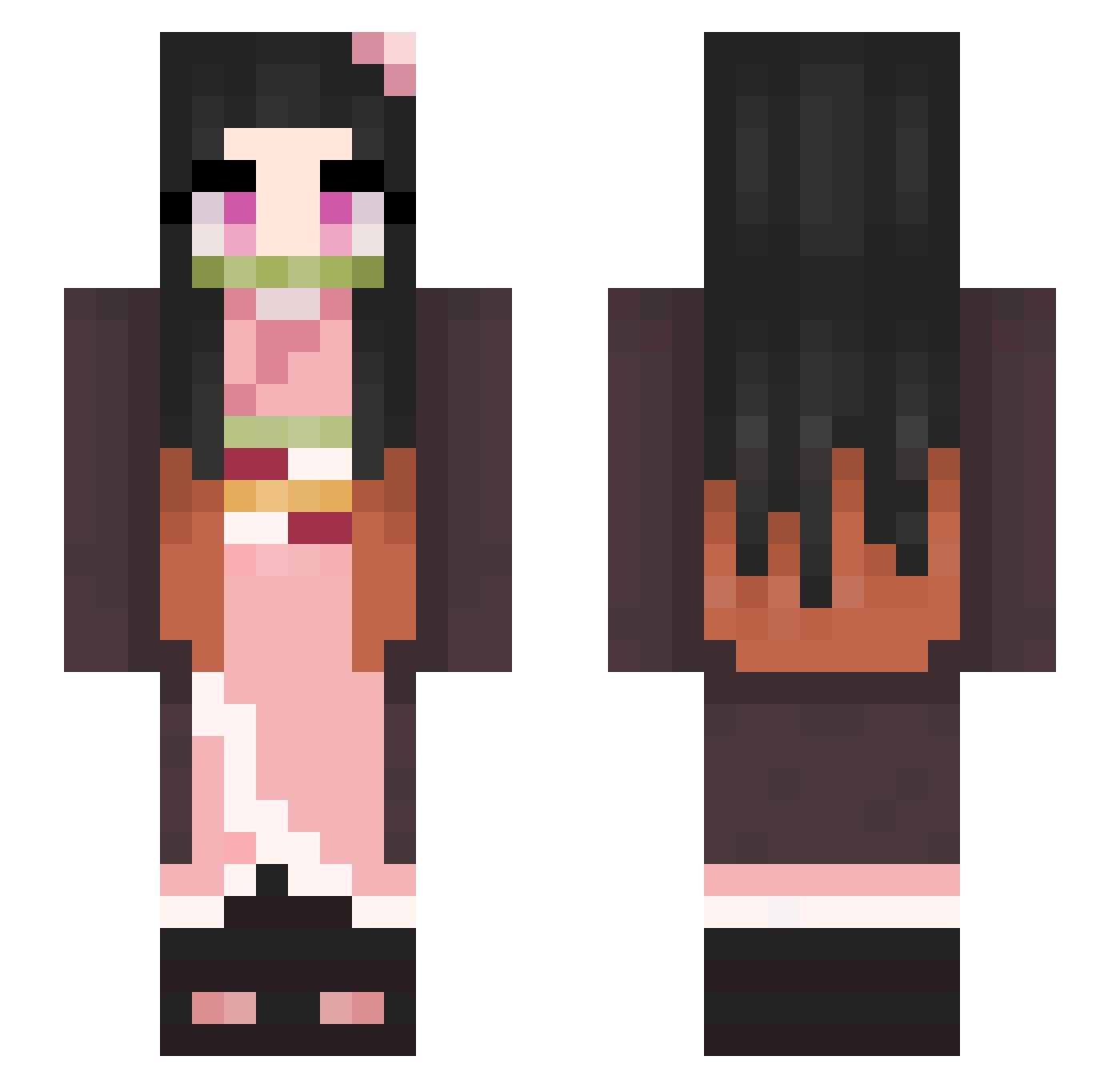 Spontaneous Minecraft skin, front and back view
