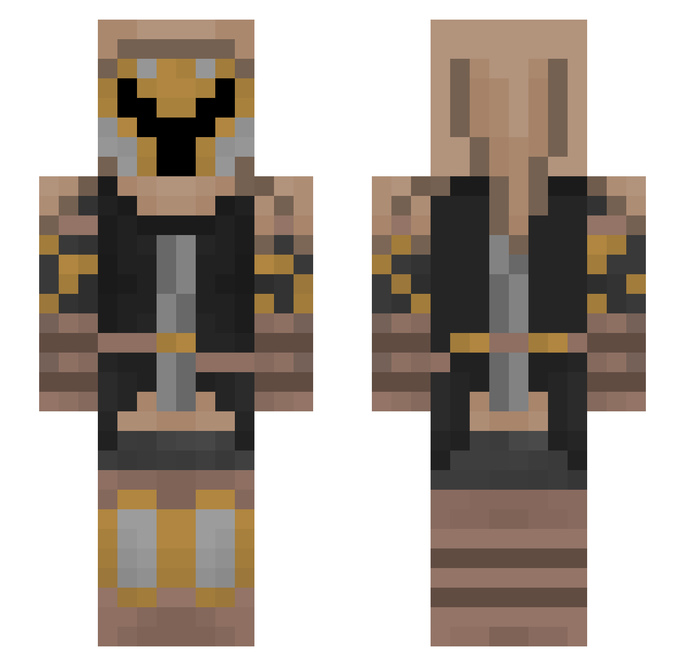 smallestogley Minecraft skin, front and back view