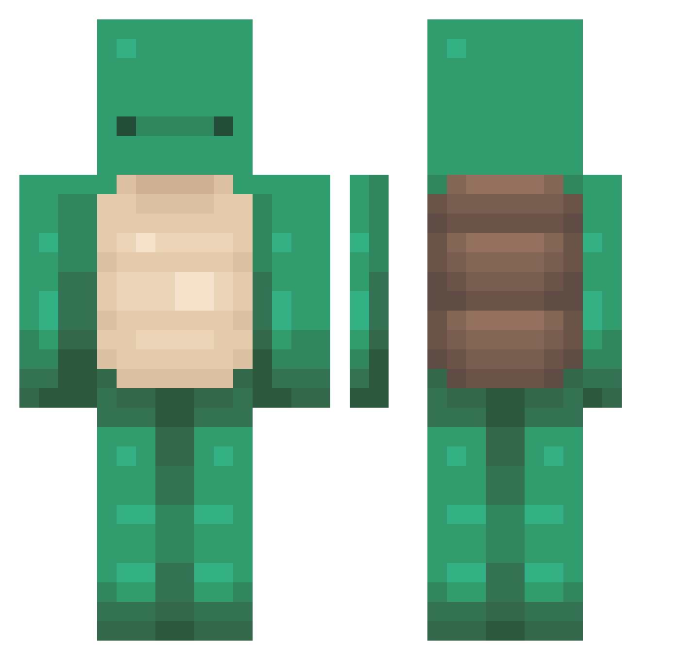 R3D3ST Minecraft skin, front and back view