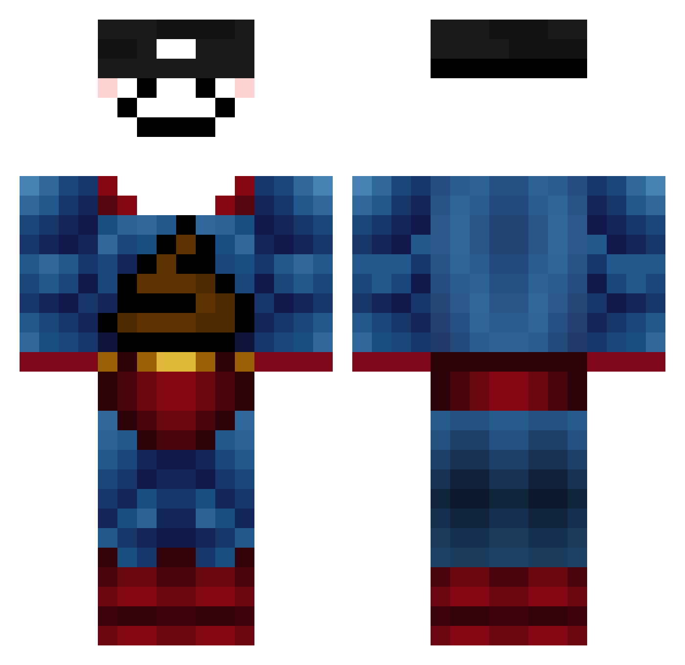 Luch0xxx Minecraft skin, front and back view