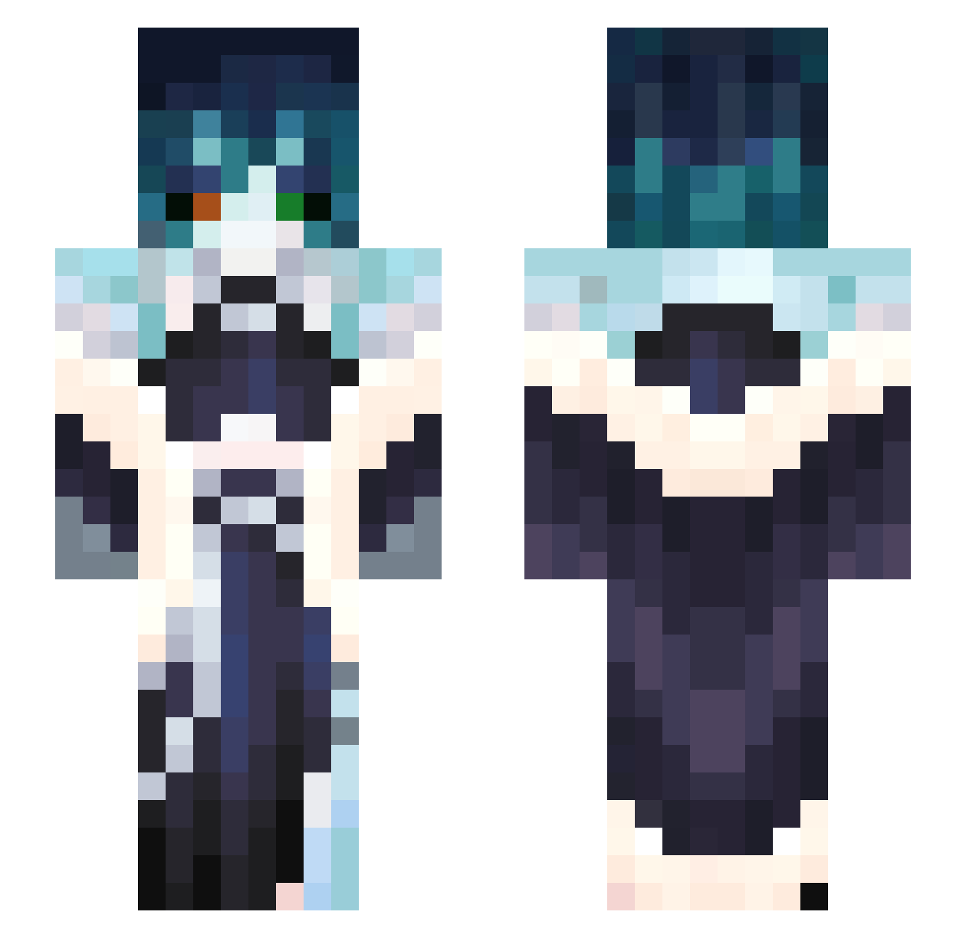 EldrichLoveCrAft Minecraft skin, front and back view