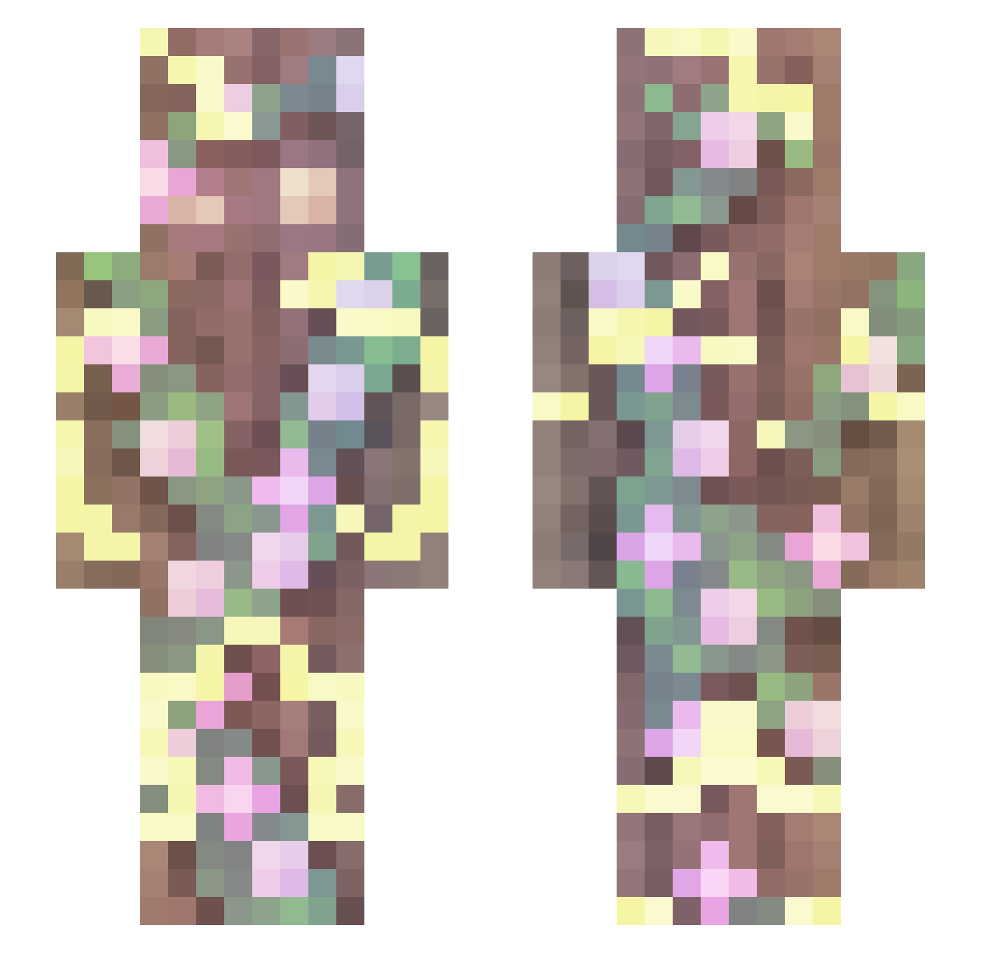 KLasterBin1 Minecraft skin, front and back view