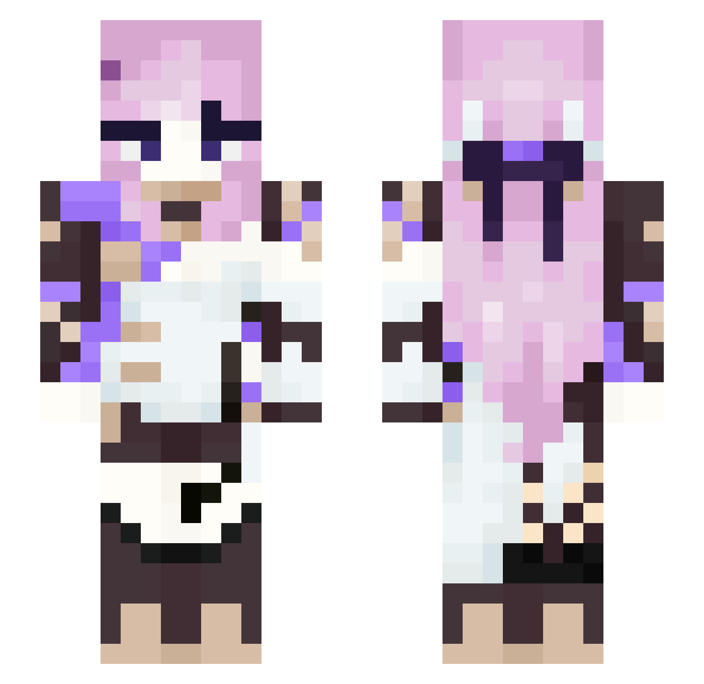 xiidus Minecraft skin, front and back view