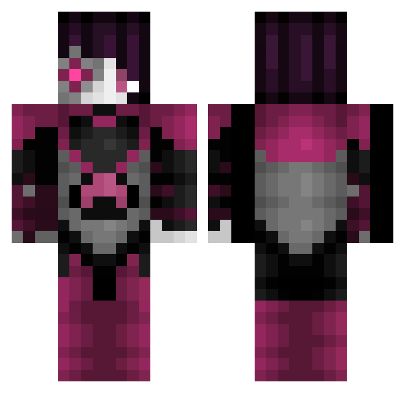 MettaNEO Minecraft skin, front and back view