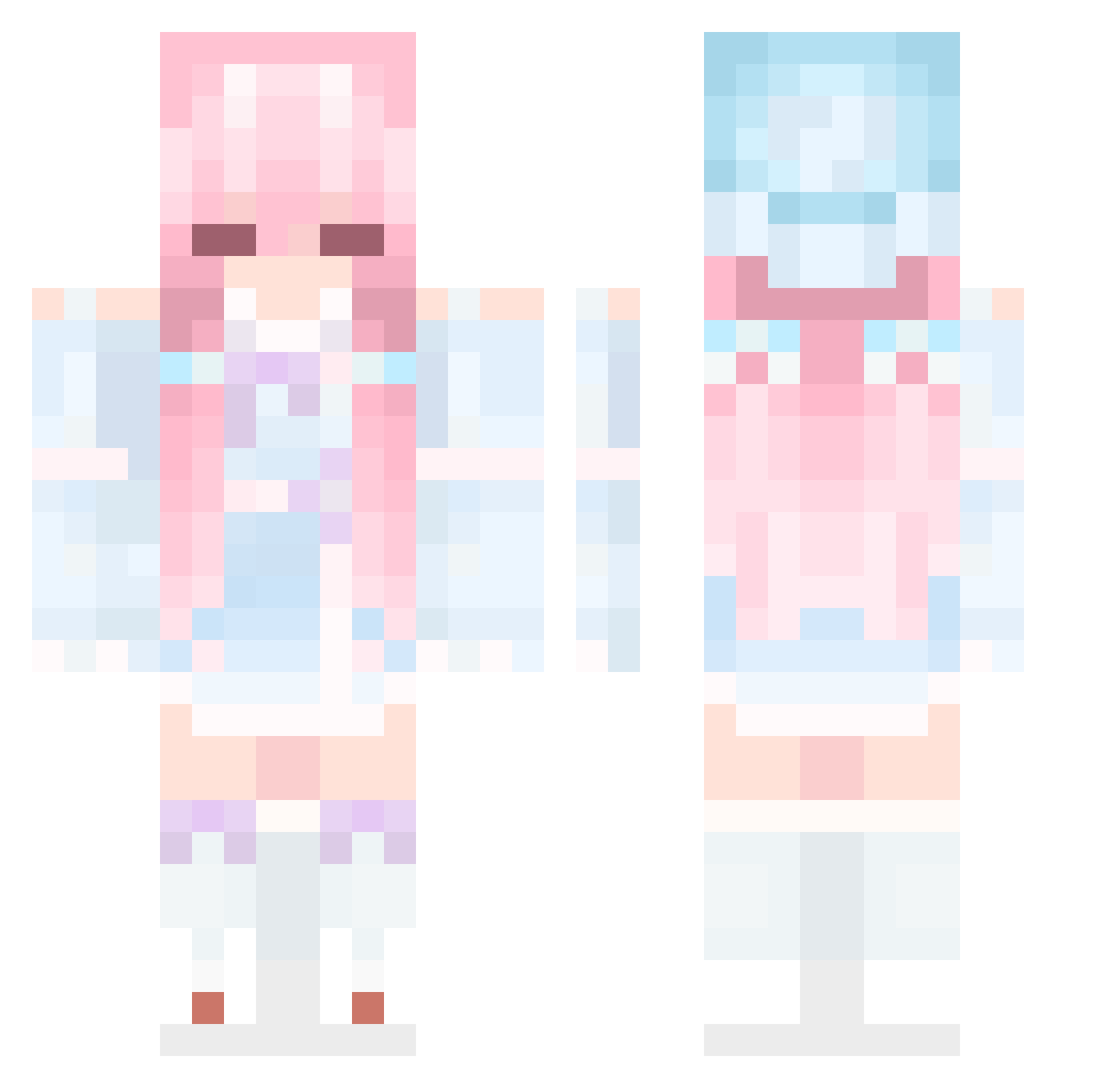 Yuruuui Minecraft skin, front and back view