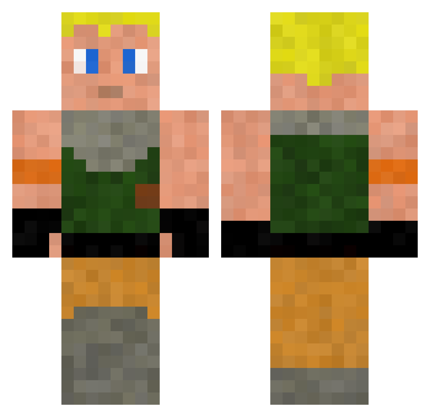Unclassified Minecraft skin, front and back view