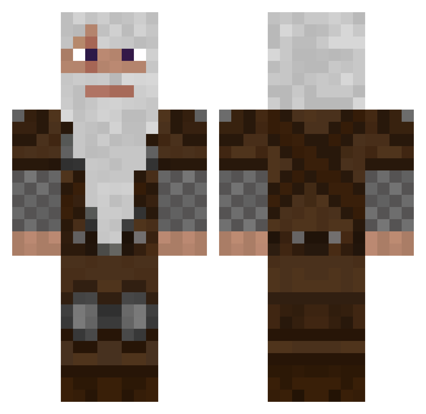 PlsBuddy Minecraft skin, front and back view