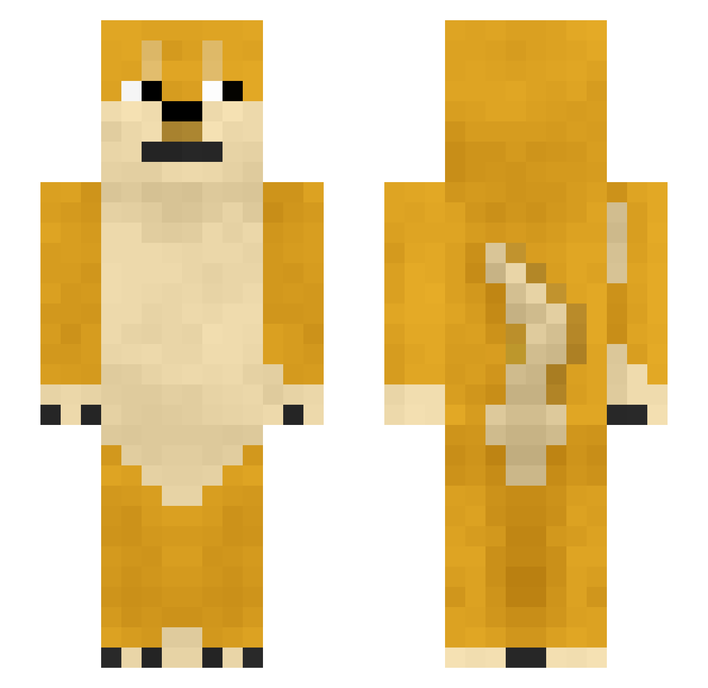 ZiggyYT Minecraft skin, front and back view