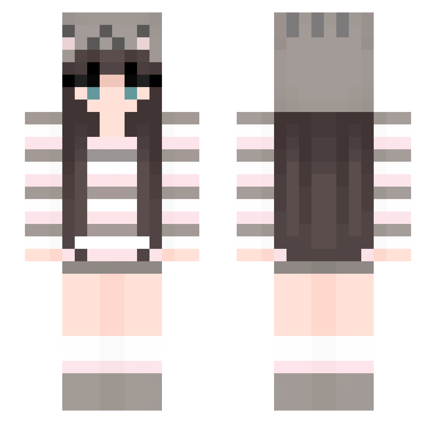 beckup Minecraft skin, front and back view