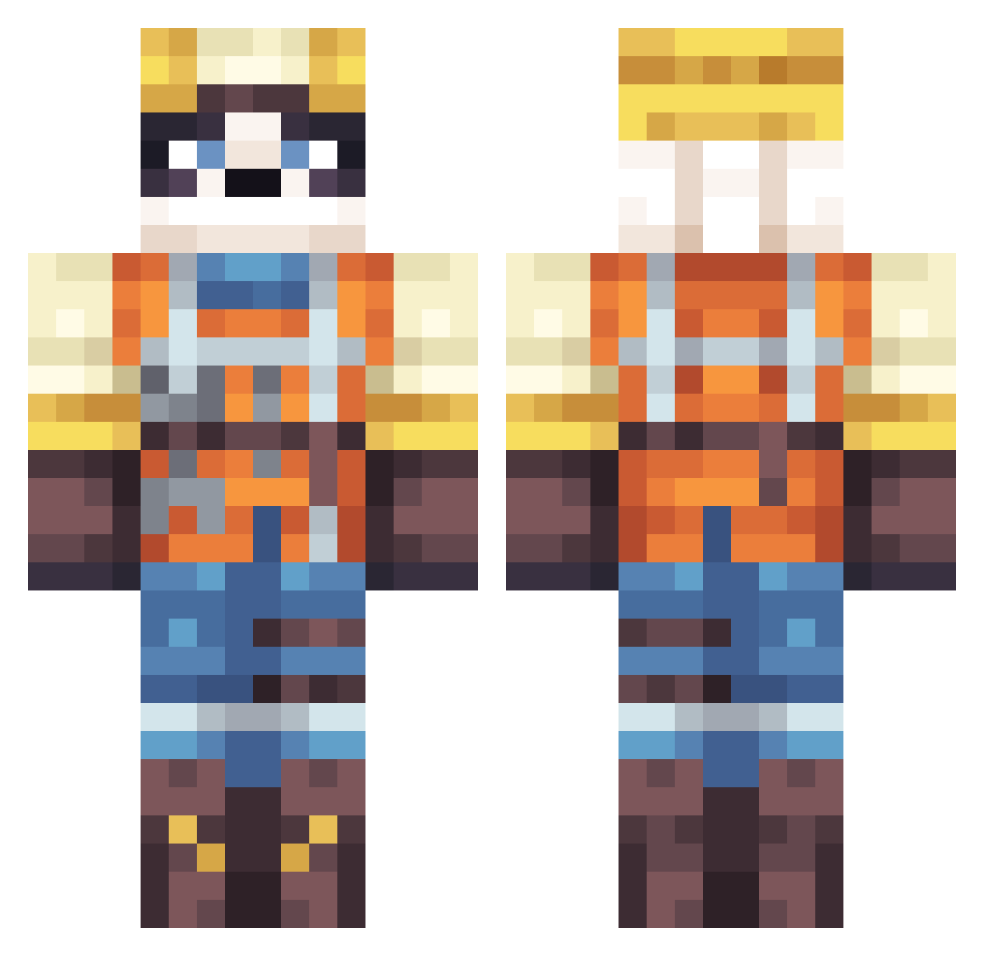pdgc Minecraft skin, front and back view