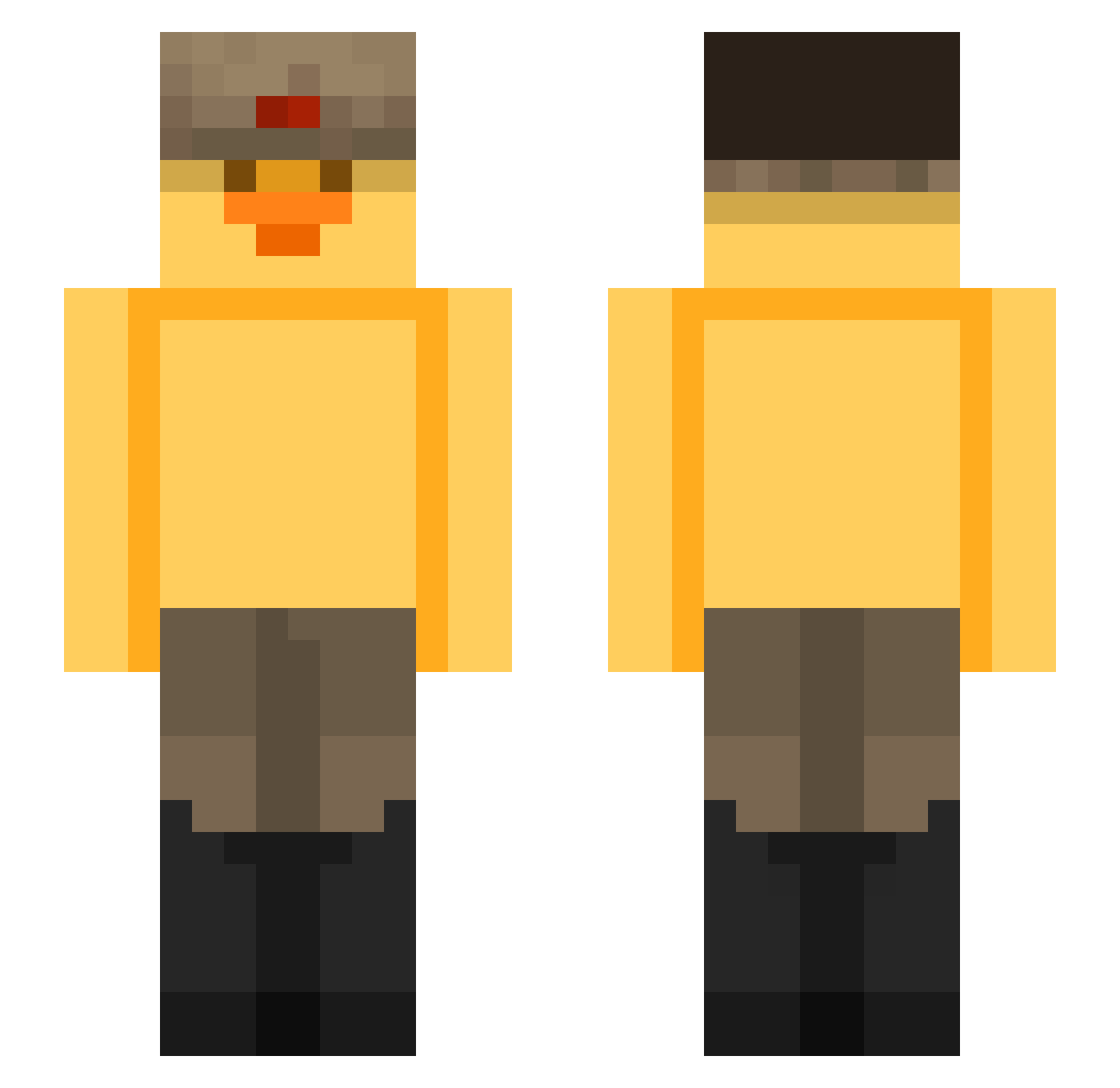 rricho Minecraft skin, front and back view