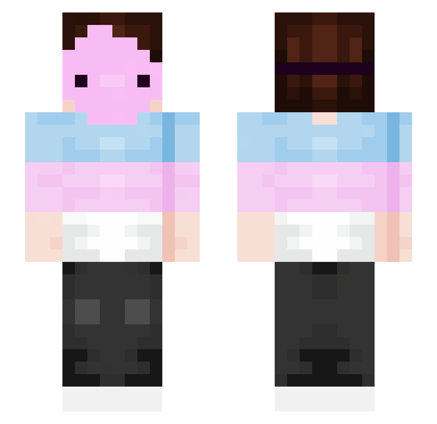 caramelburns Minecraft skin, front and back view