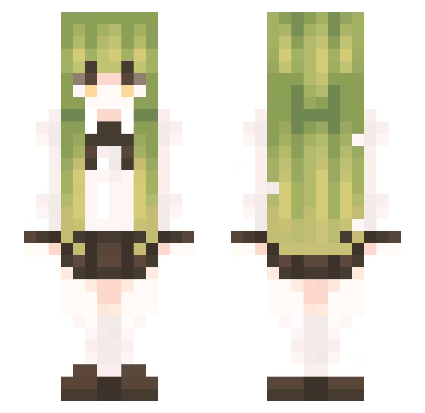 qasdex Minecraft skin, front and back view