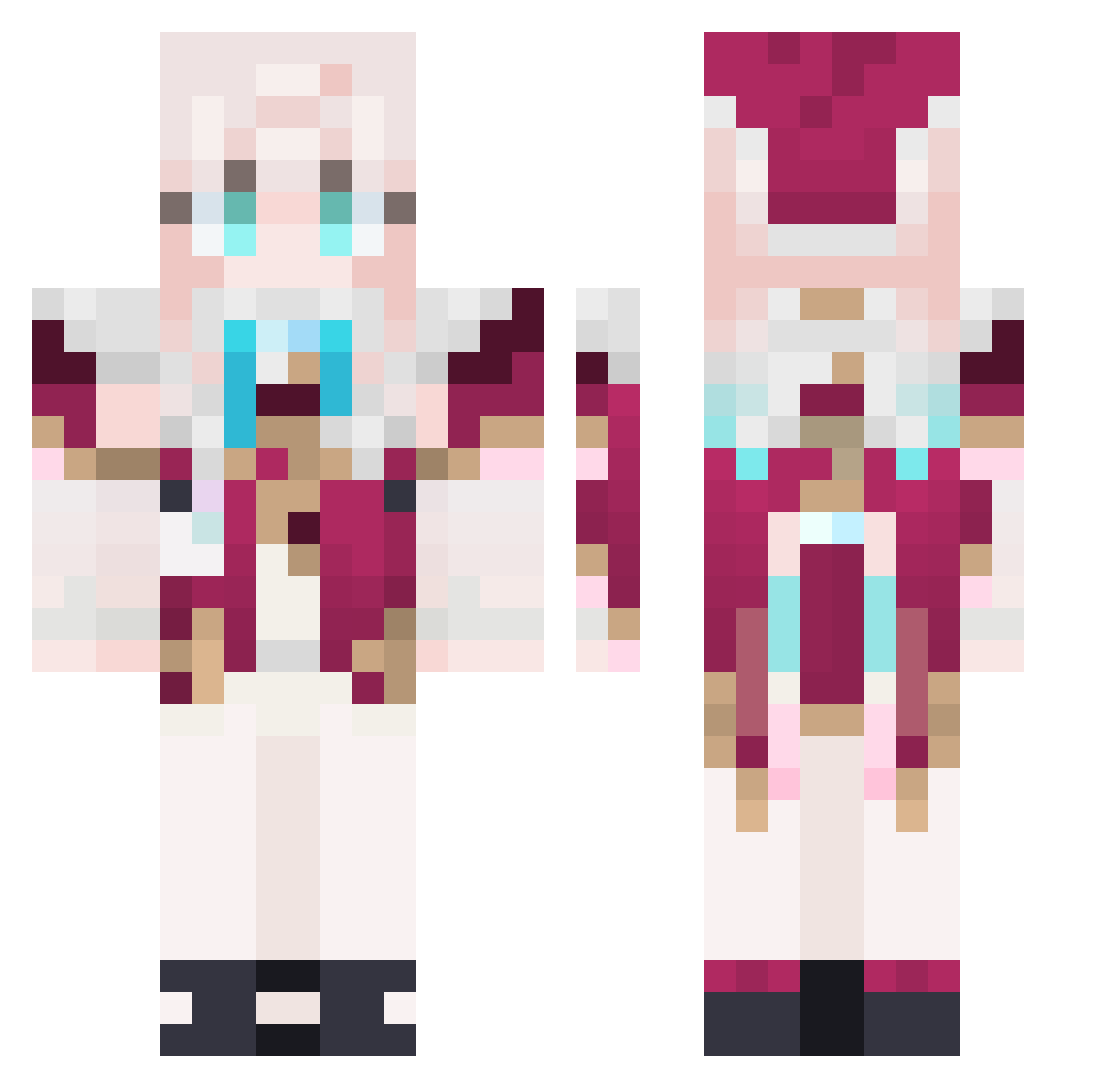 Asuha_Chigusa Minecraft skin, front and back view