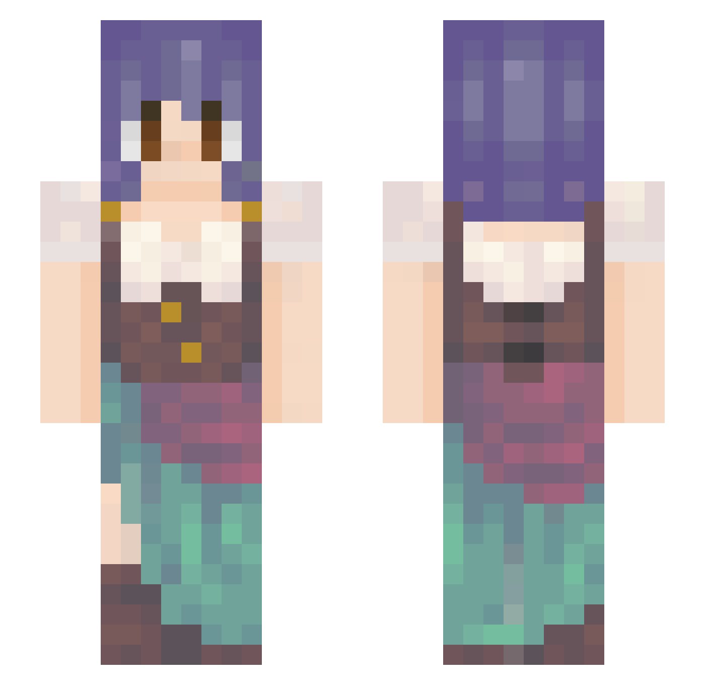 Luxavi Minecraft skin, front and back view