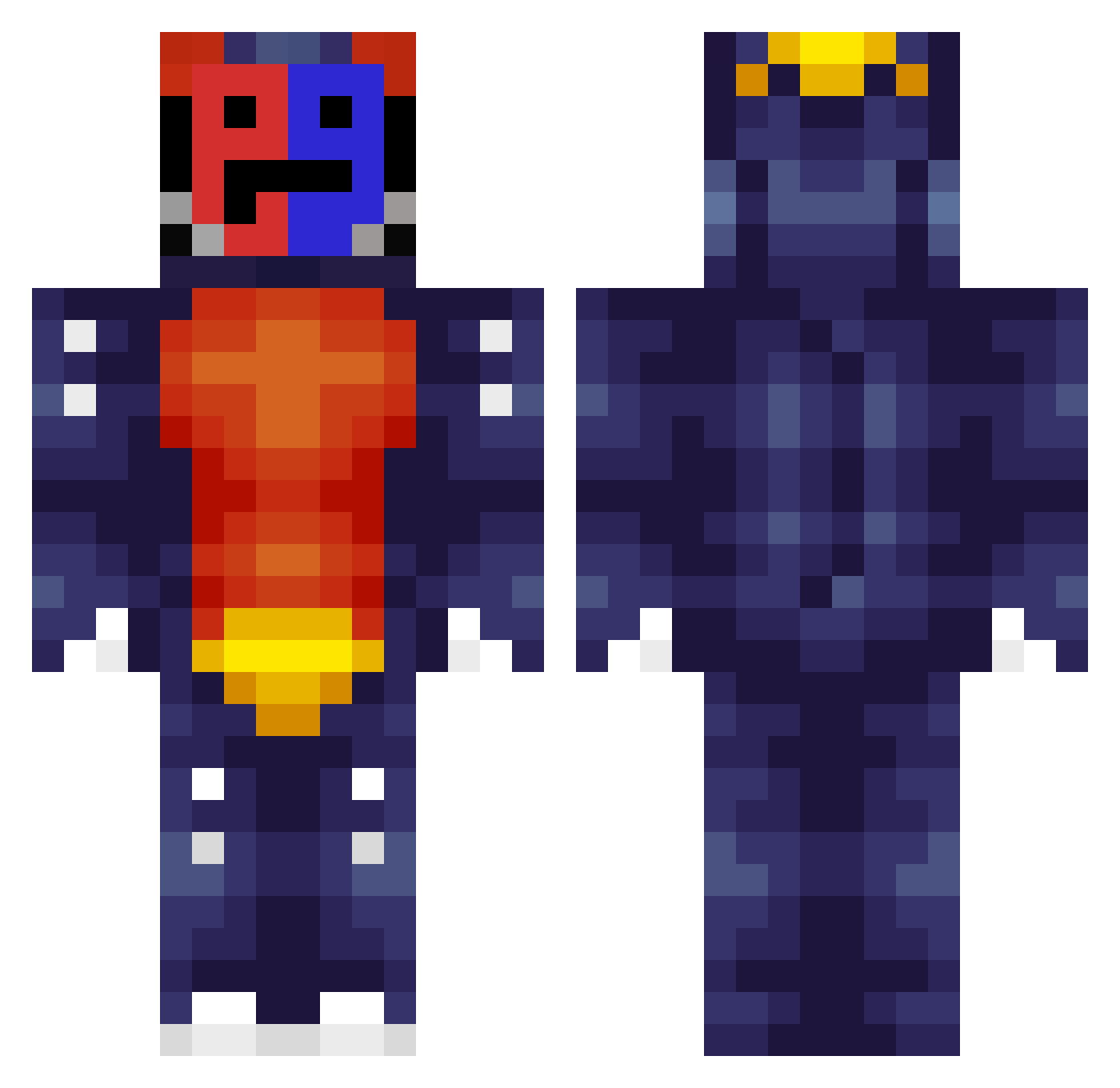 Kabuster Minecraft skin, front and back view