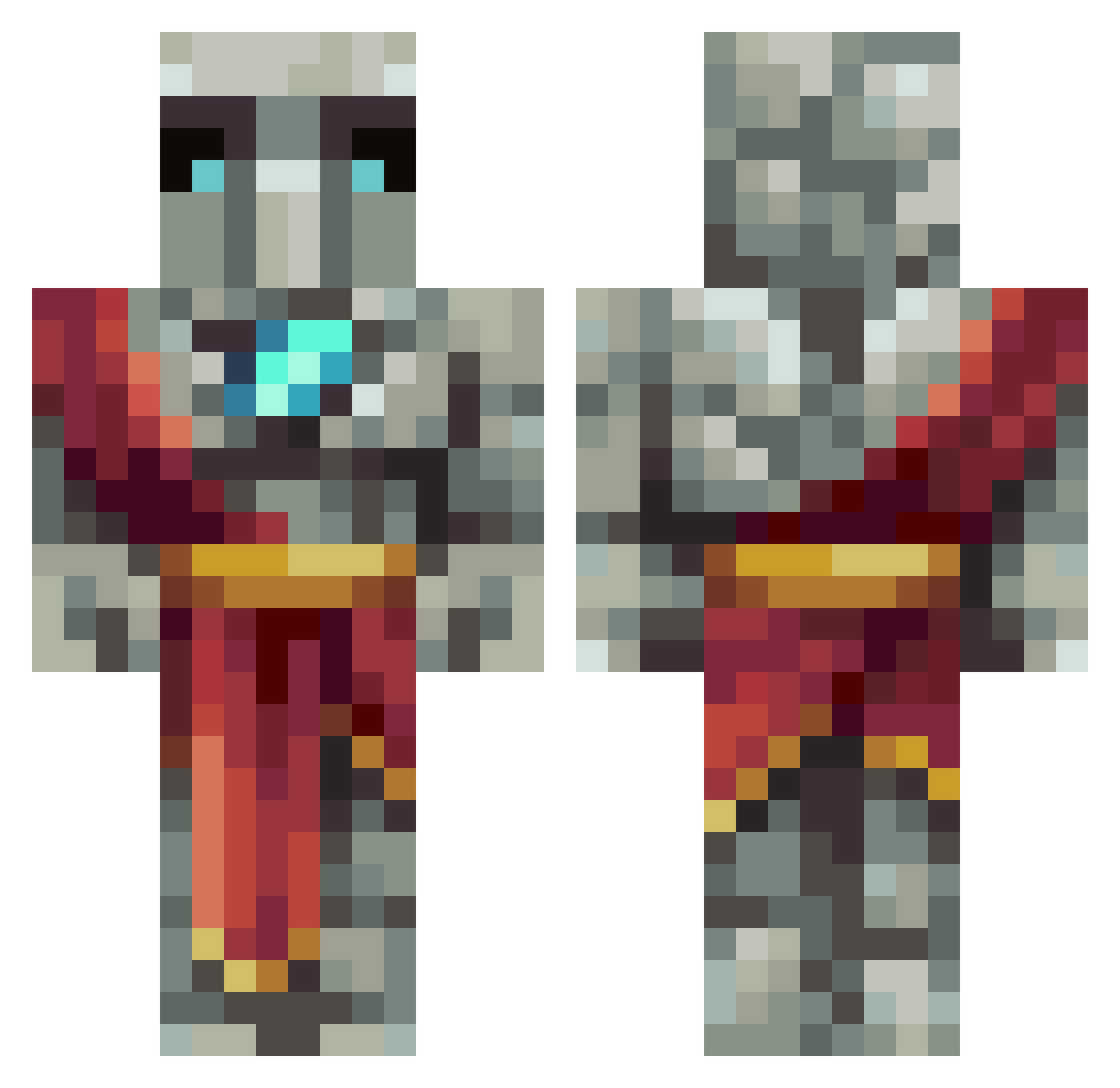 Lockedee Minecraft skin, front and back view