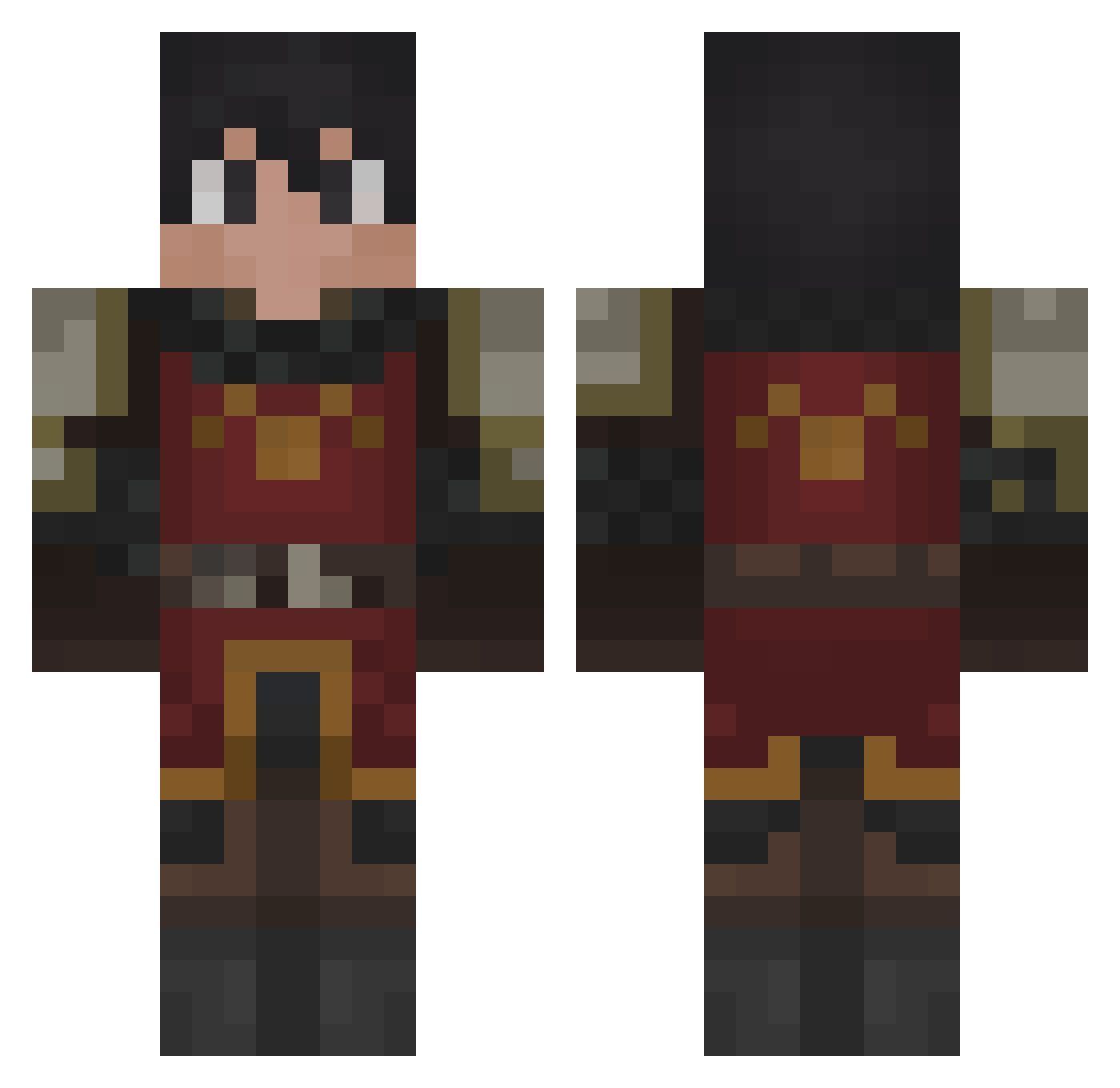 SoupBG Minecraft skin, front and back view