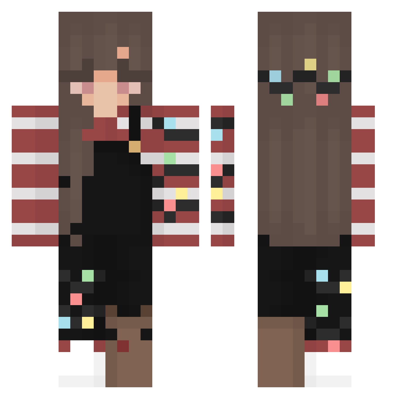 Aleece Minecraft skin, front and back view