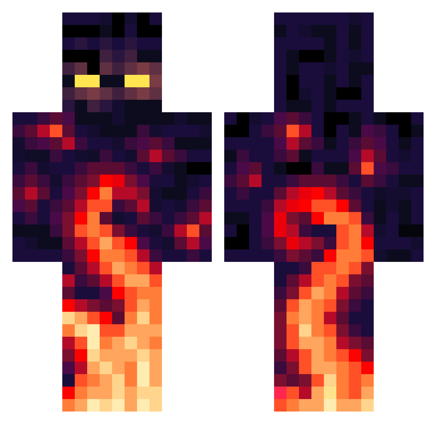 mandarien Minecraft skin, front and back view