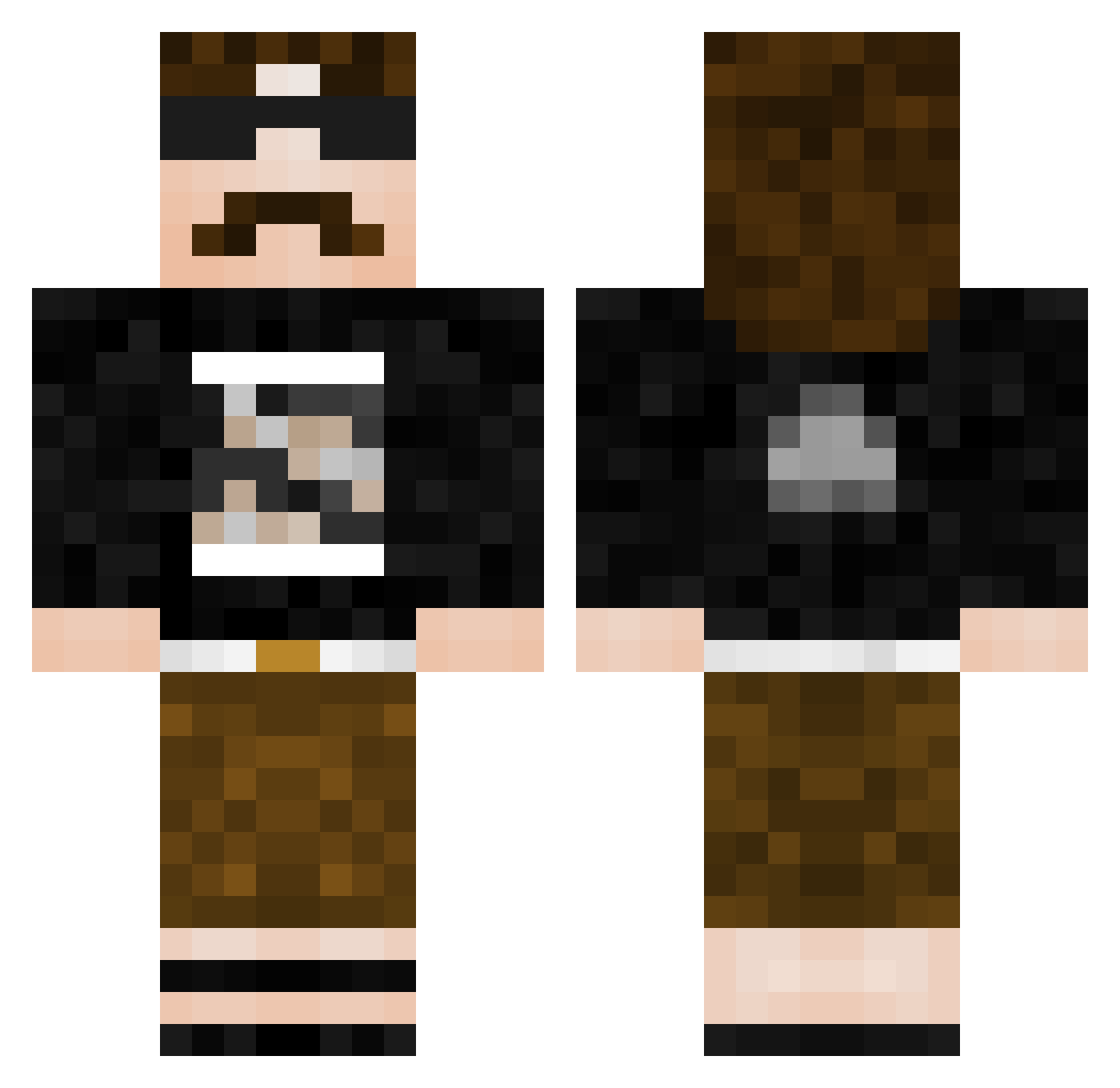 Jimbald Minecraft skin, front and back view