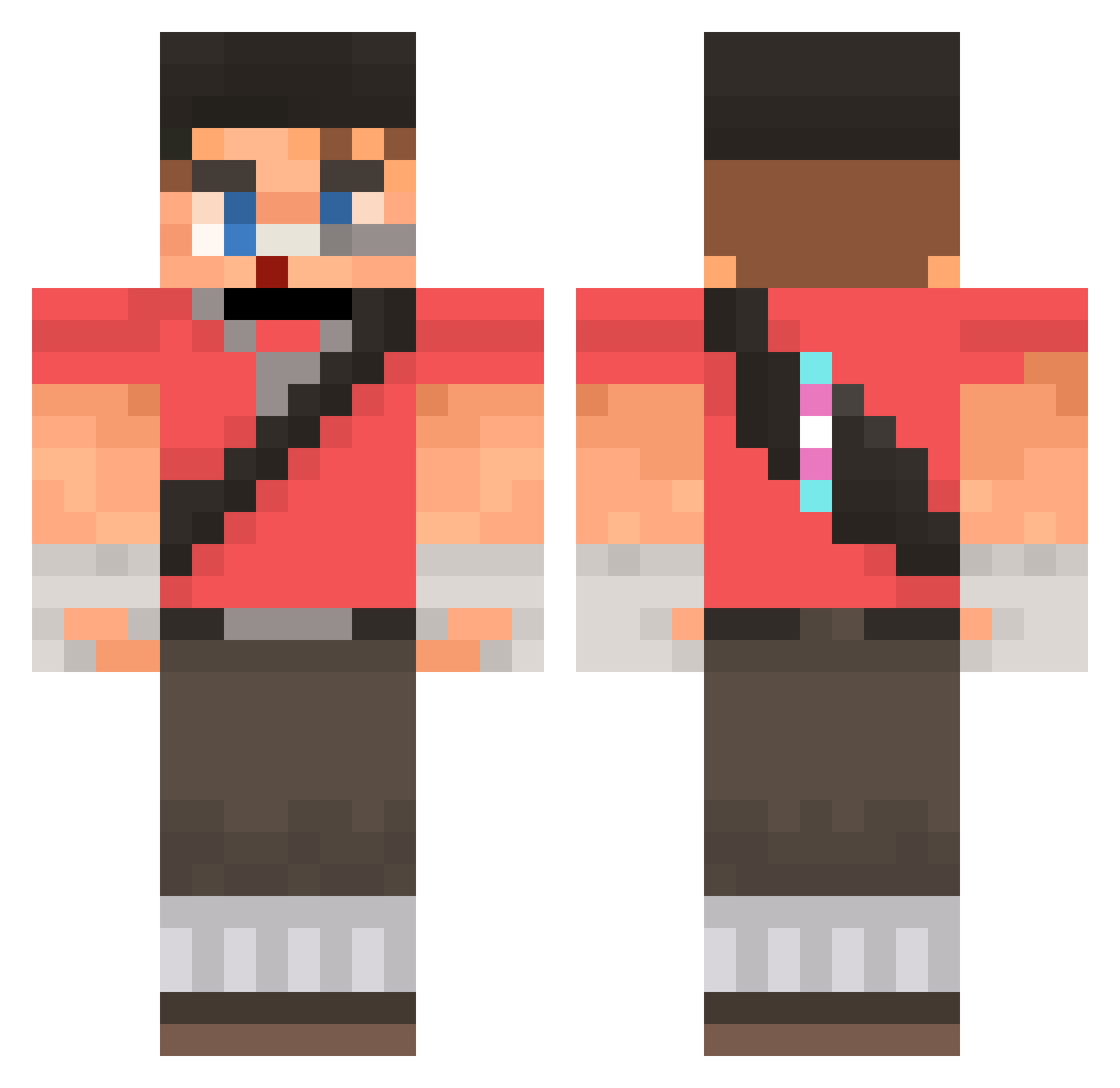 MonsterGamin99 Minecraft skin, front and back view