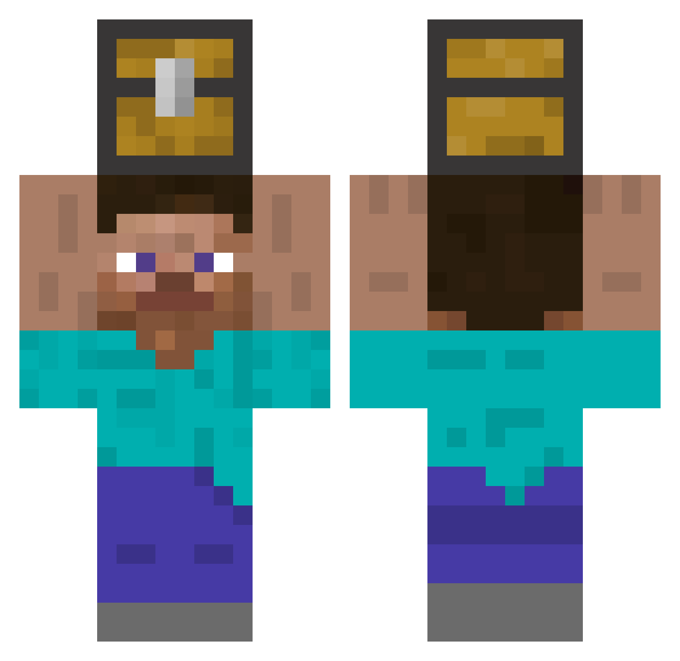RustySausage124 Minecraft skin, front and back view