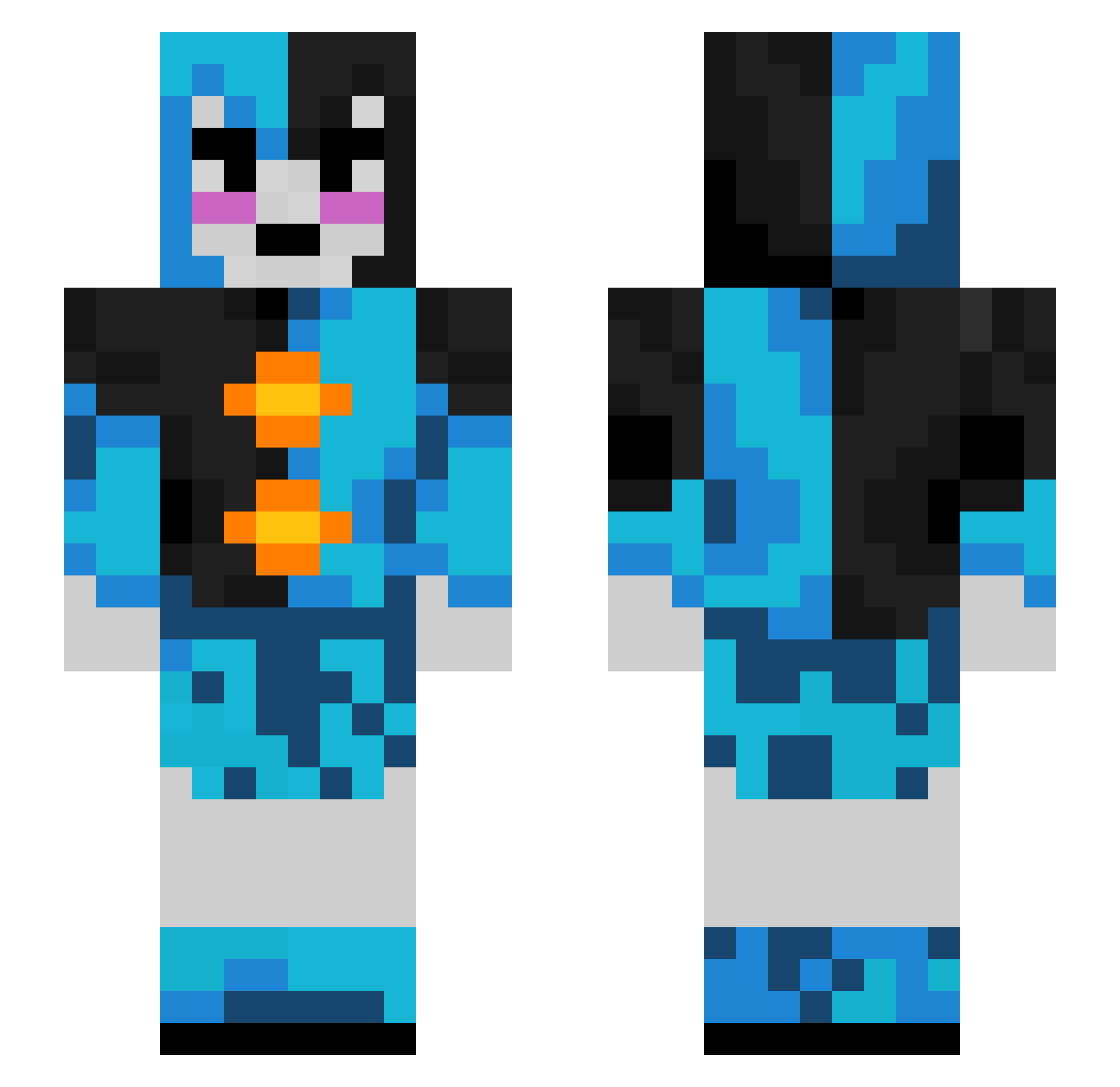 TiffaroniPizza Minecraft skin, front and back view