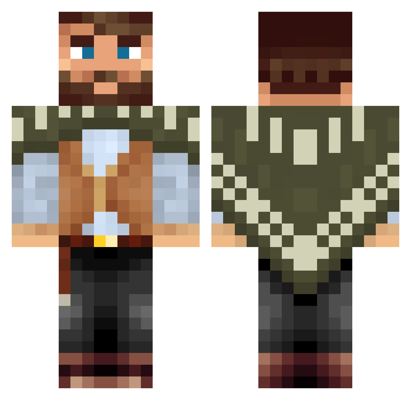 RedSW Minecraft skin, front and back view