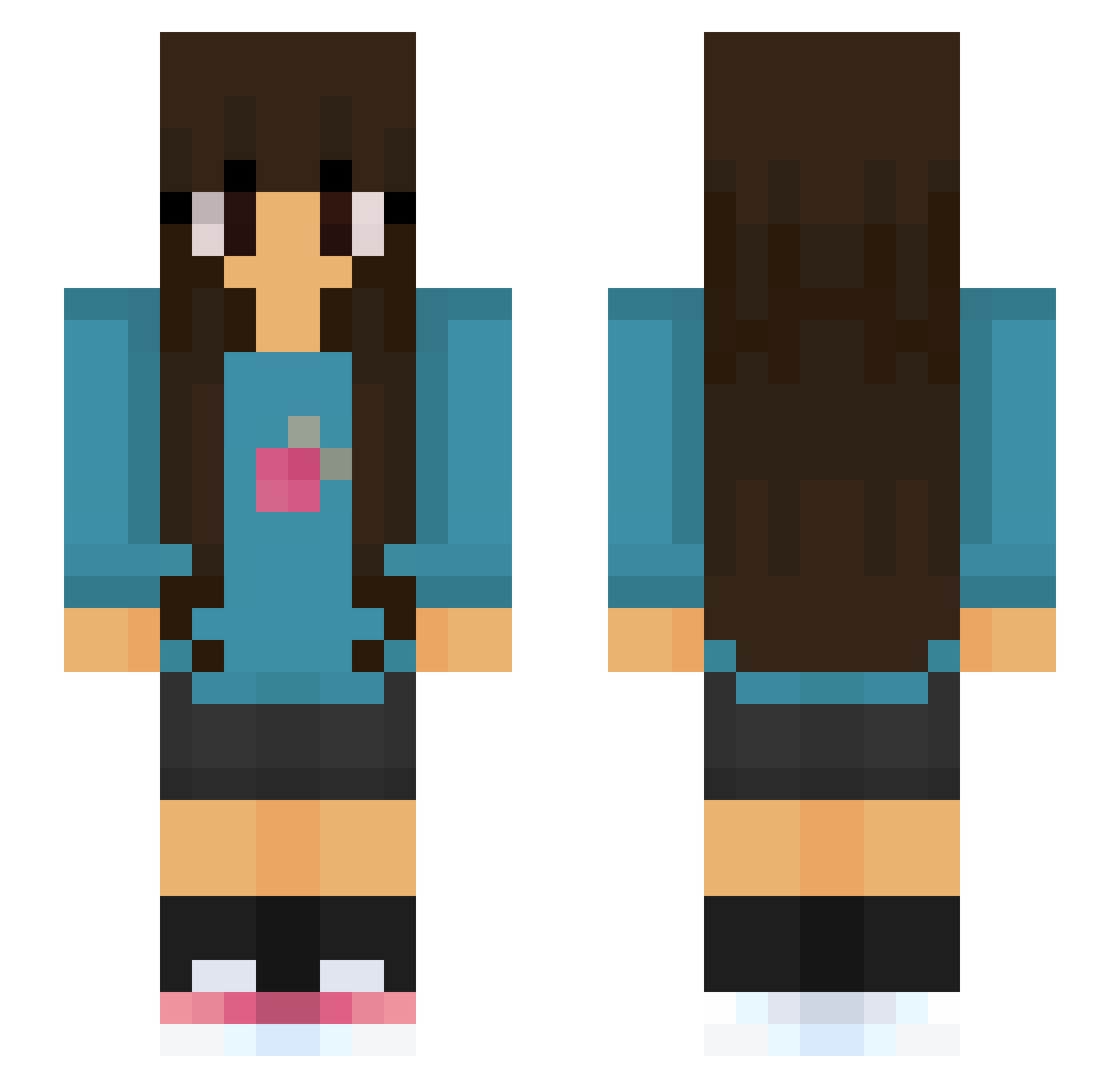 Corjete Minecraft skin, front and back view