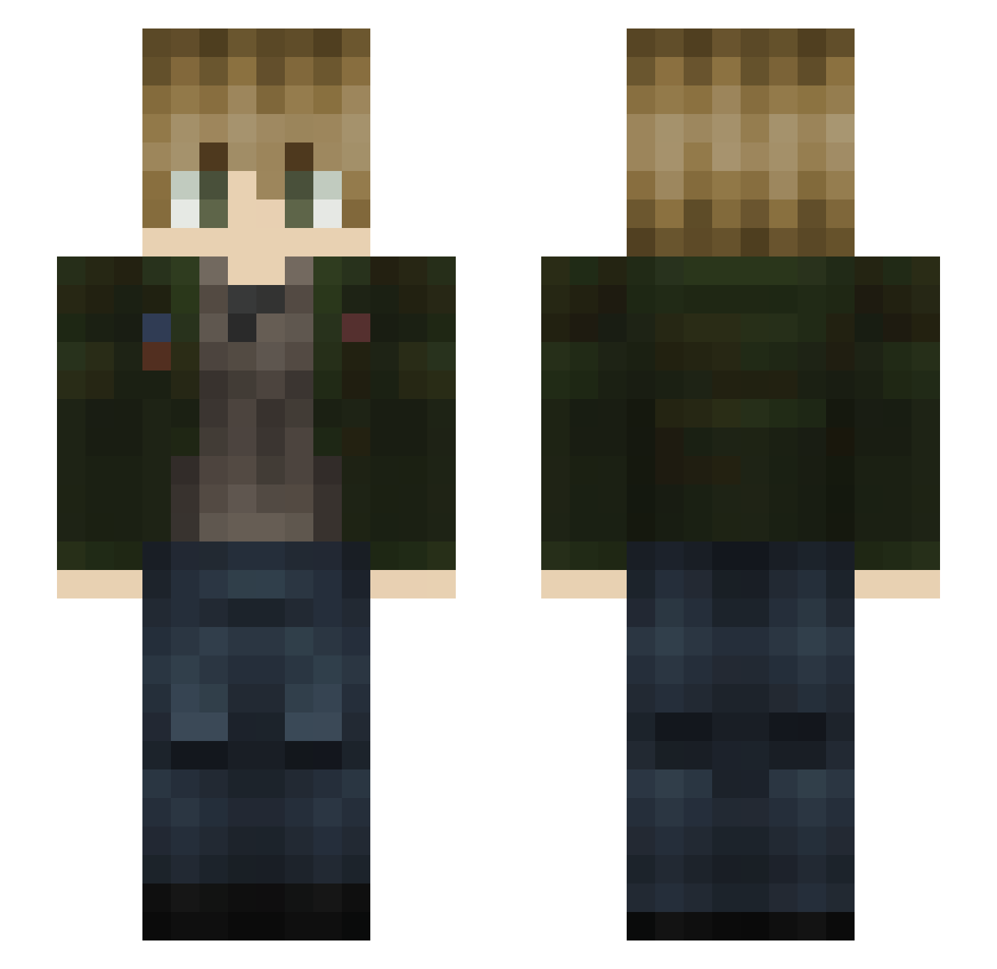 Jyede Minecraft skin, front and back view
