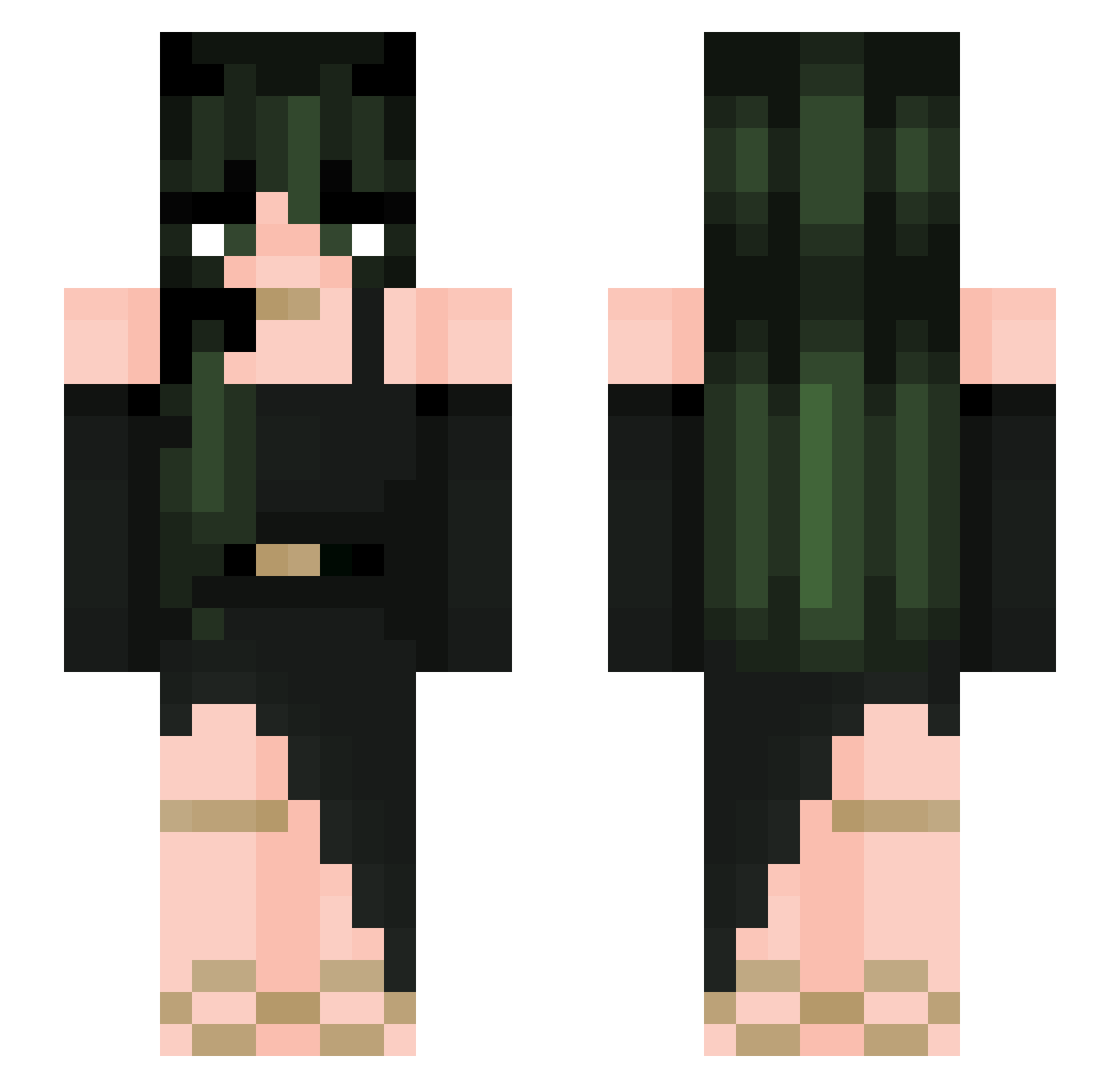 Hugtality Minecraft skin, front and back view