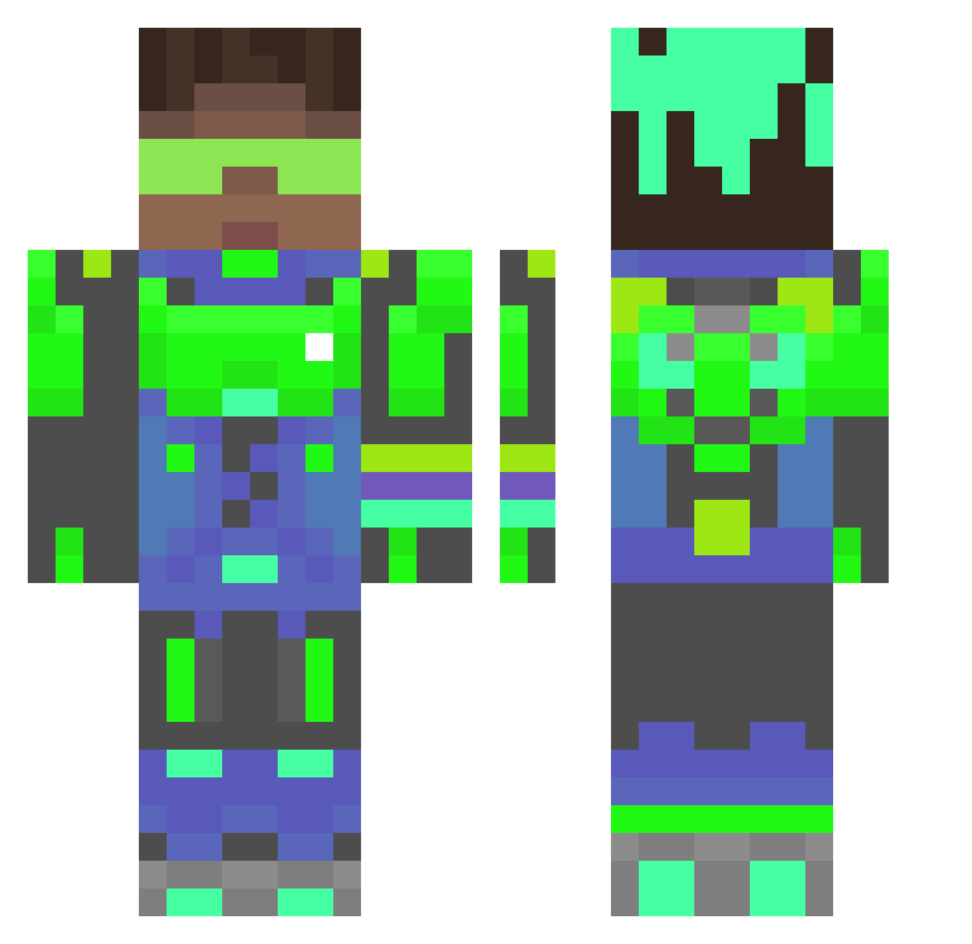 SageDeoxys Minecraft skin, front and back view