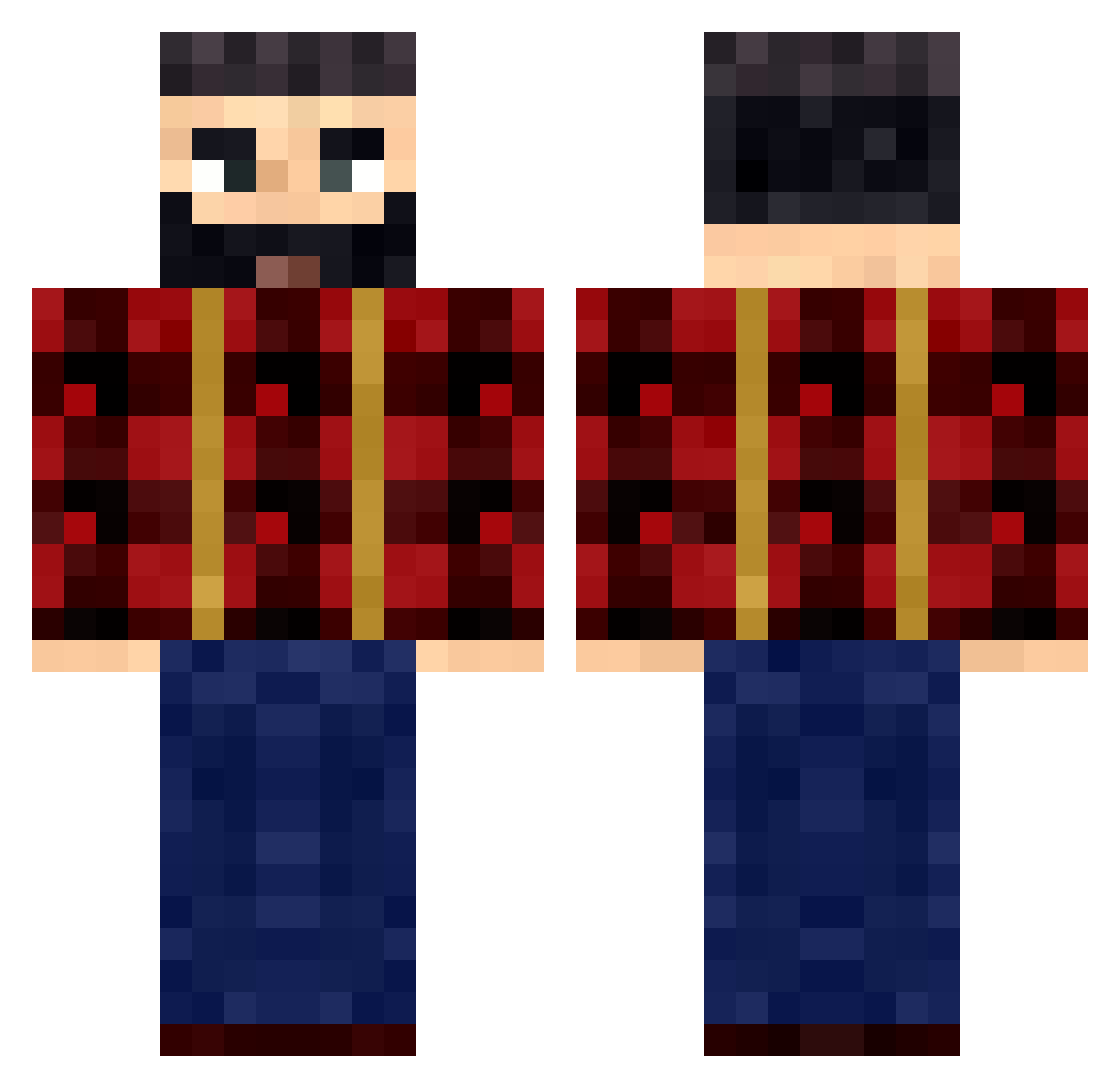 Crucis Minecraft skin, front and back view