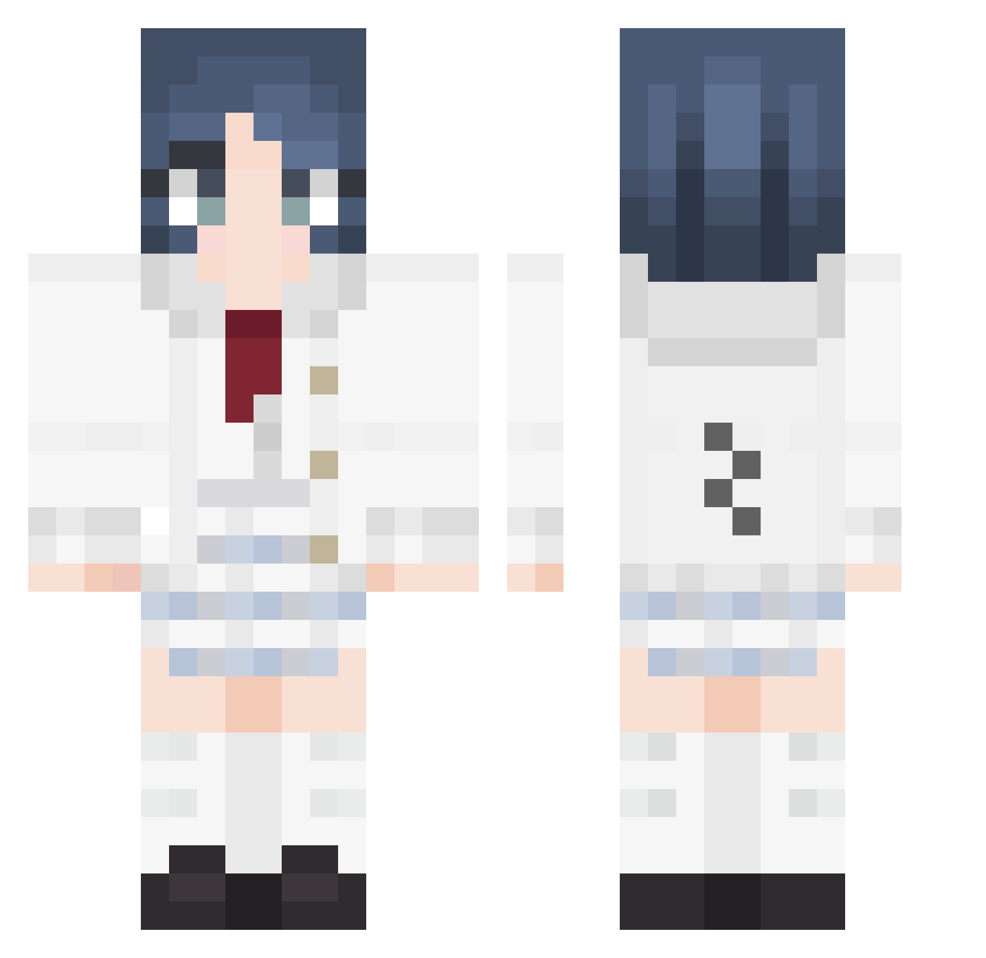 BXTS Minecraft skin, front and back view