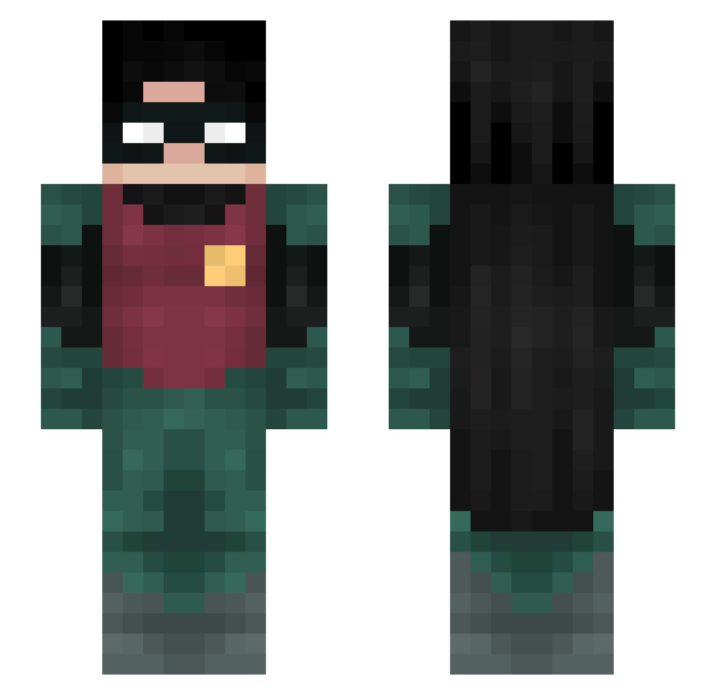 PlusUltraDrew Minecraft skin, front and back view