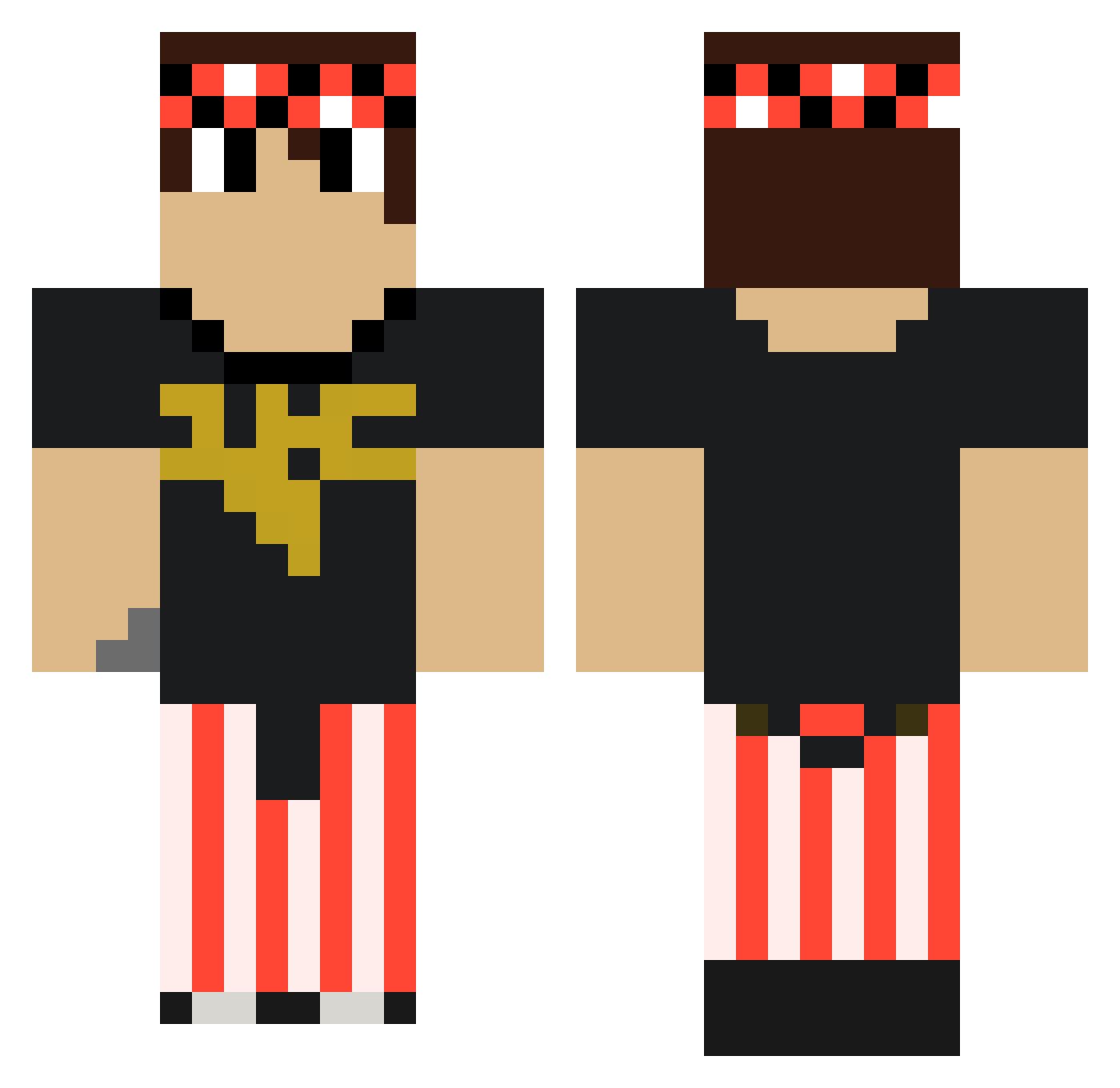 Sidesaj Minecraft skin, front and back view