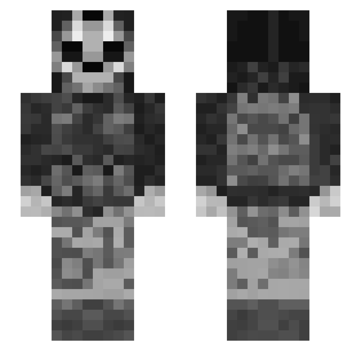 Ristanta Minecraft skin, front and back view