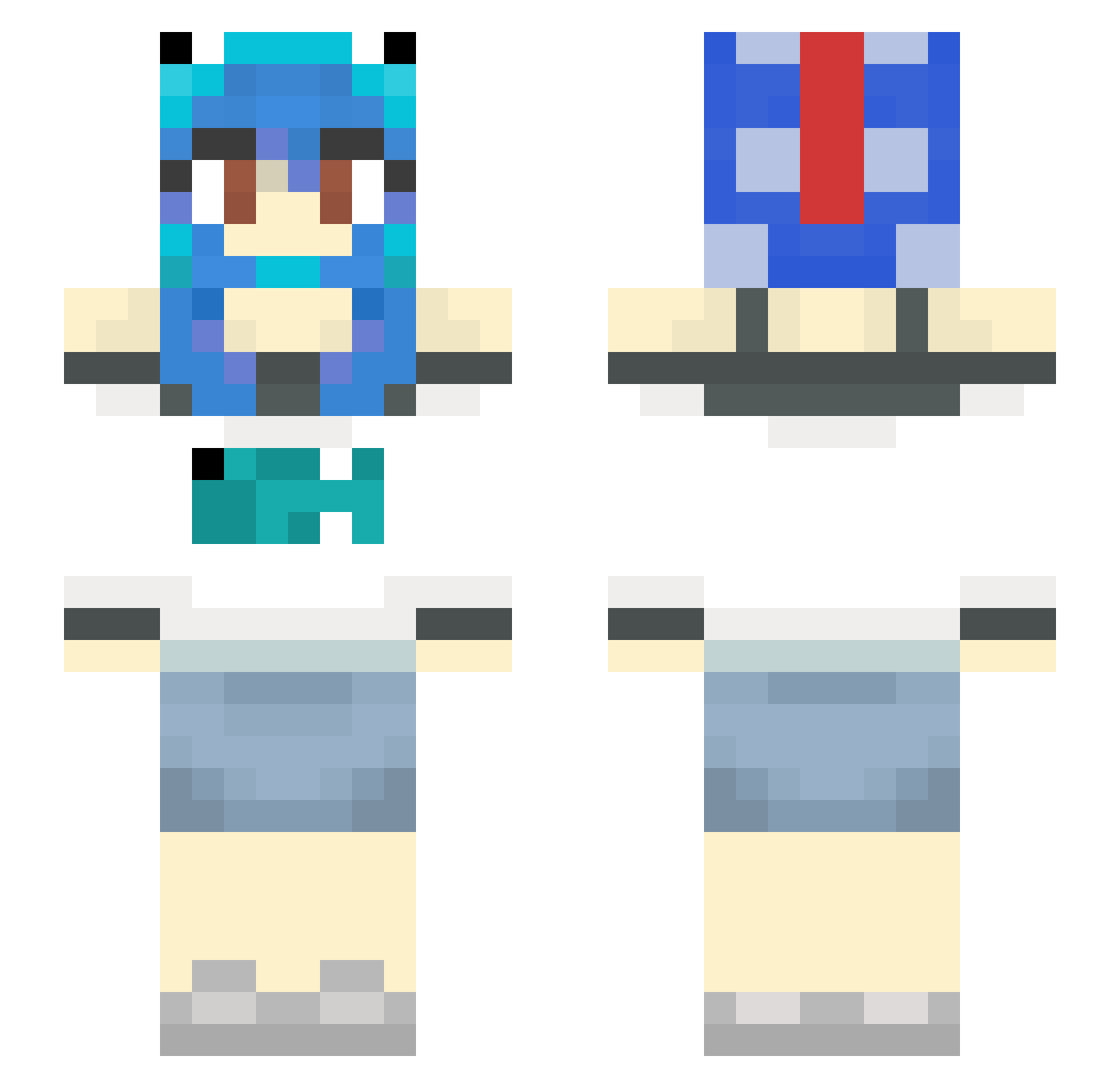 NoTeto Minecraft skin, front and back view