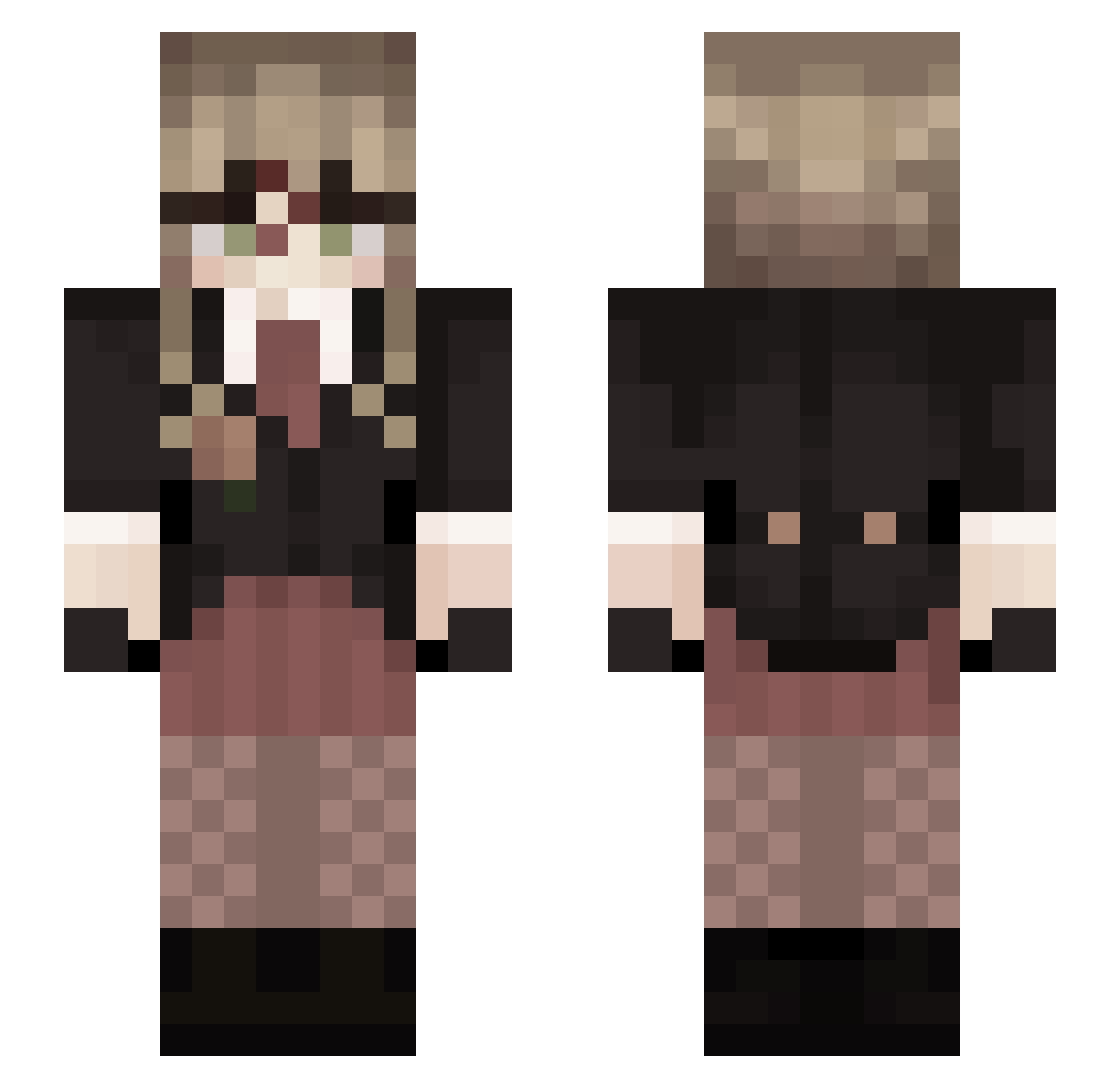 lubedcalf Minecraft skin, front and back view